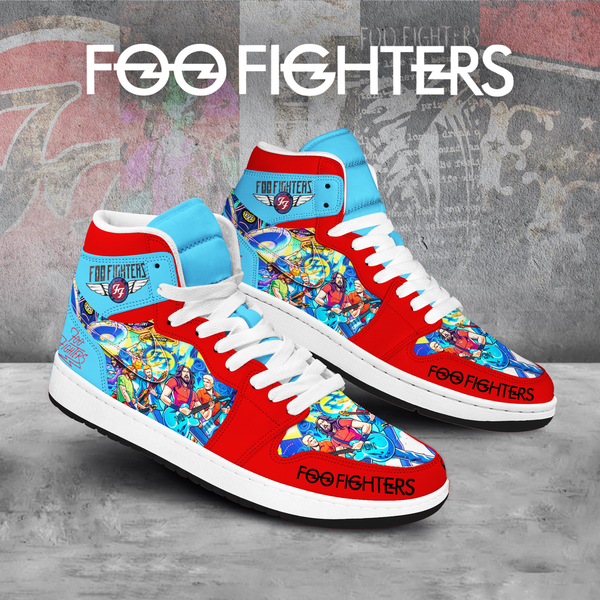 Foo Fighters AJ1 High Sneakers Shoes For Men And Women Calebmatthewhans
