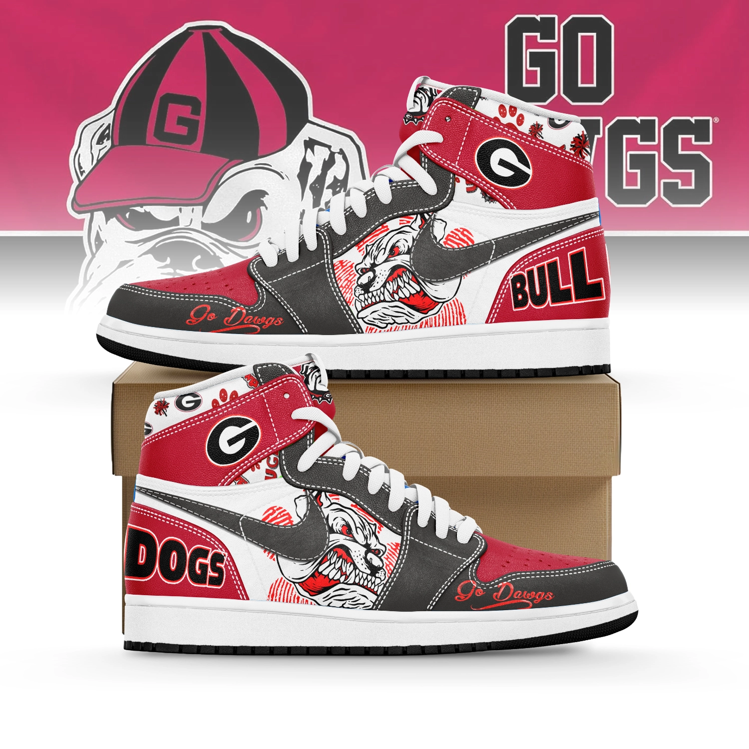Georgia Bulldogs AJ1 High Sneakers Shoes For Men And Women Calebmatthewhans