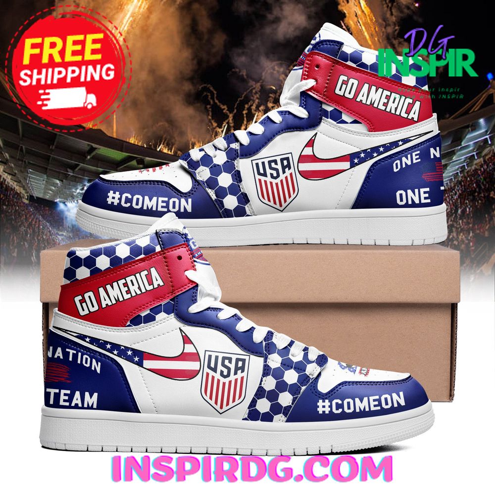 Go American One Nation One Team USA AJ1 High Sneakers Shoes For Men And Women Calebmatthewhans