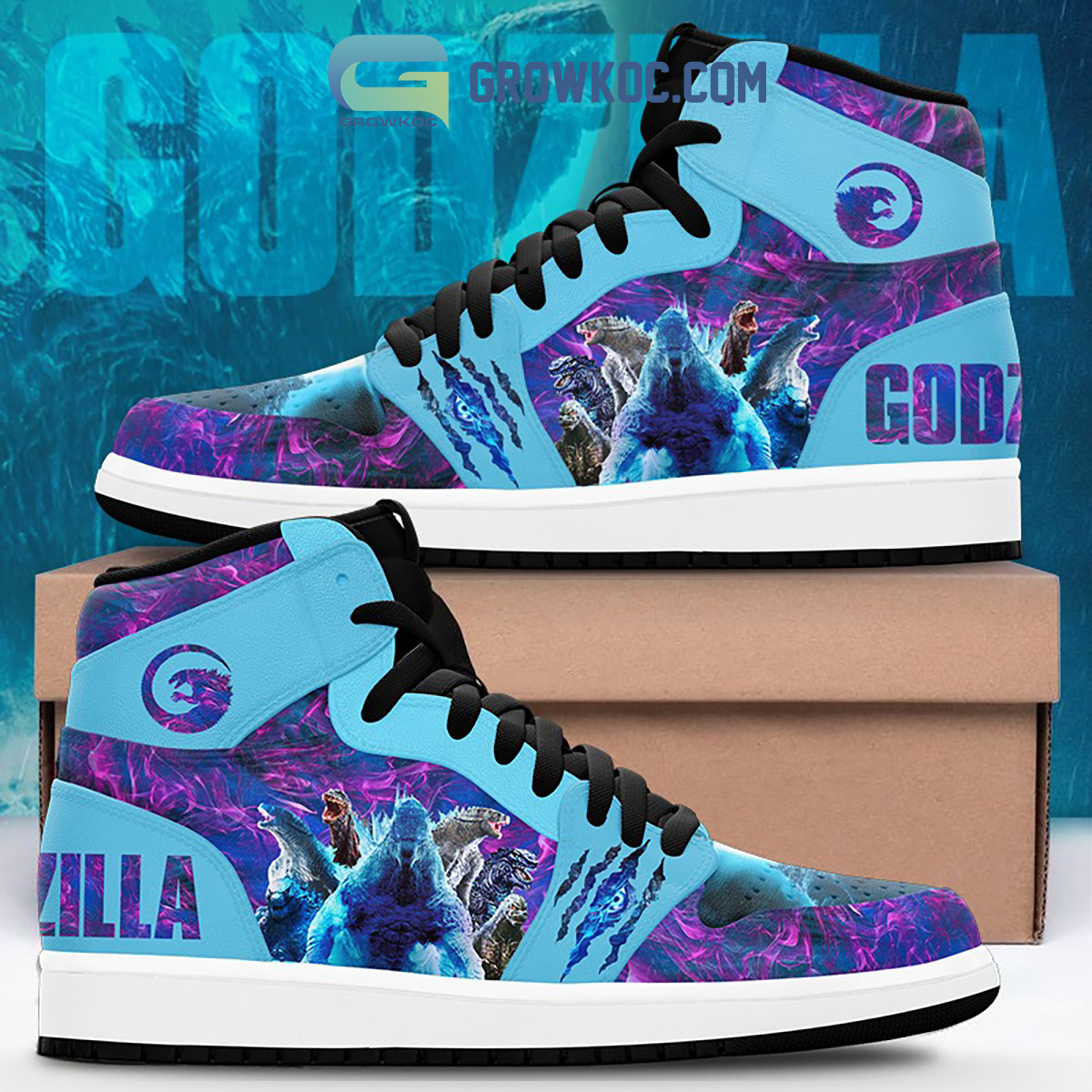 Godzilla AJ1 High Sneakers Shoes For Men And Women Calebmatthewhans