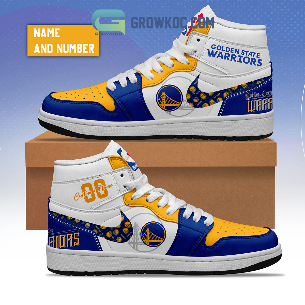 Golden State Warriors AJ1 High Sneakers Shoes For Men And Women Calebmatthewhans