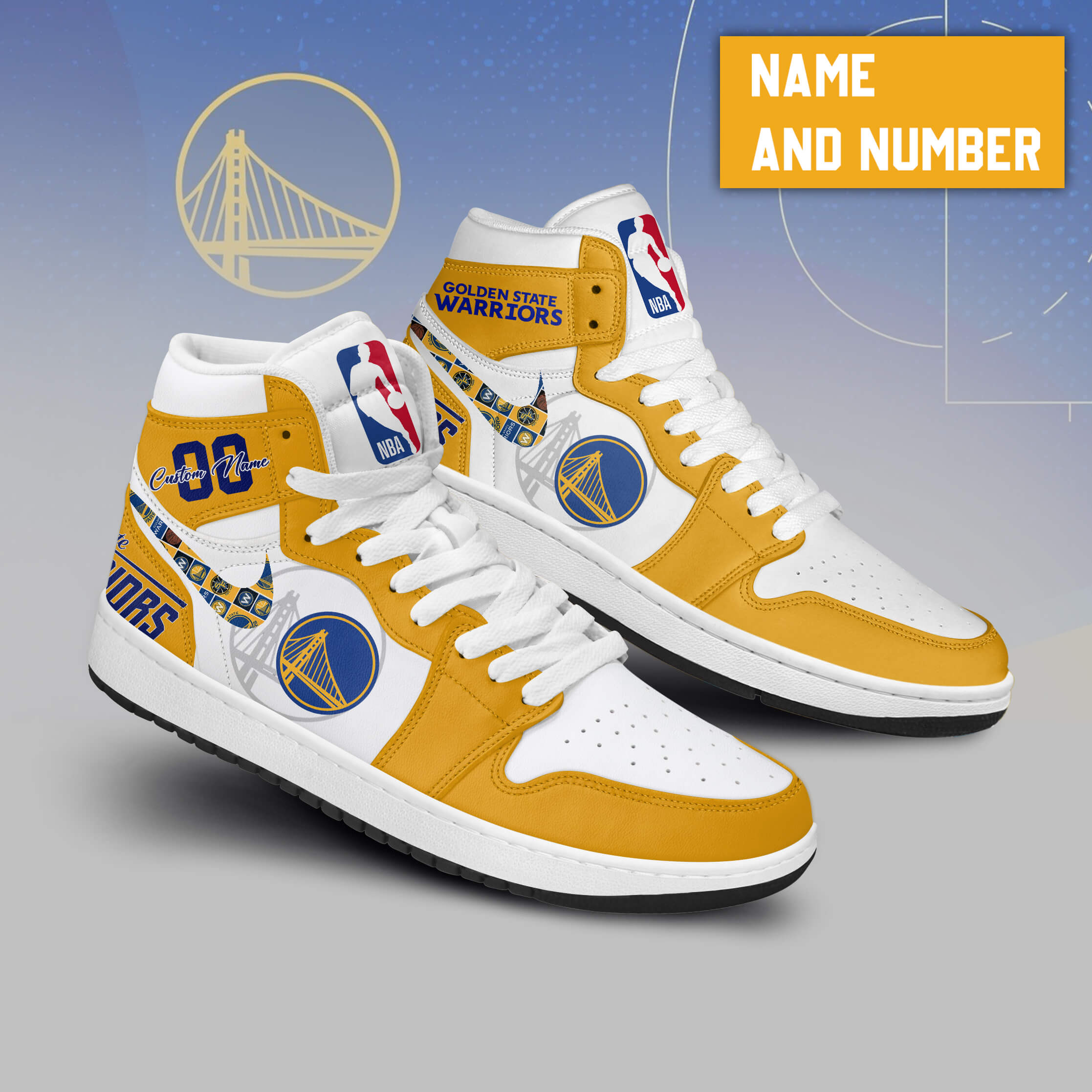 Golden State Warriors AJ1 High Sneakers Shoes For Men And Women Calebmatthewhans