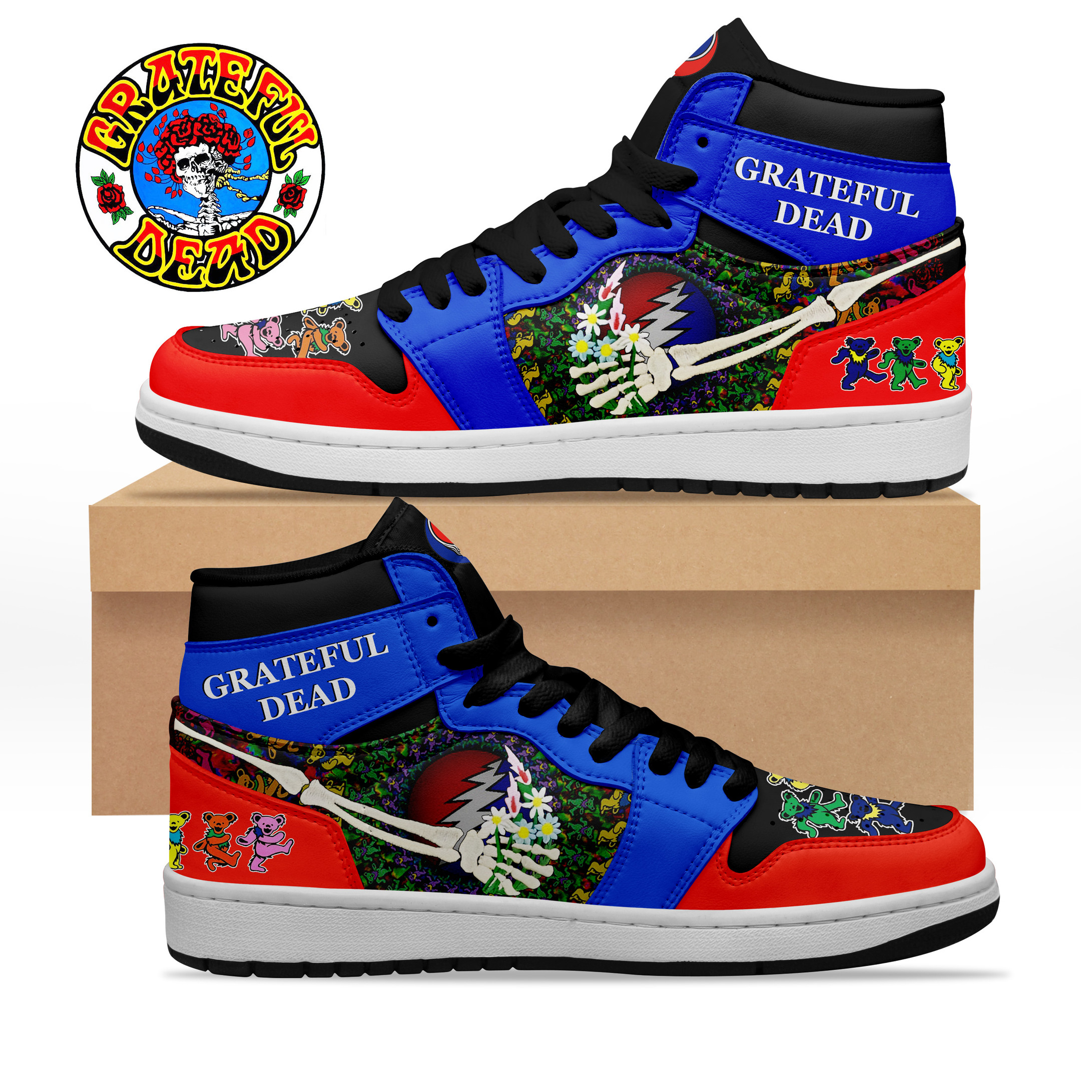 Grateful Dead AJ1 High Sneakers Shoes For Men And Women Calebmatthewhans