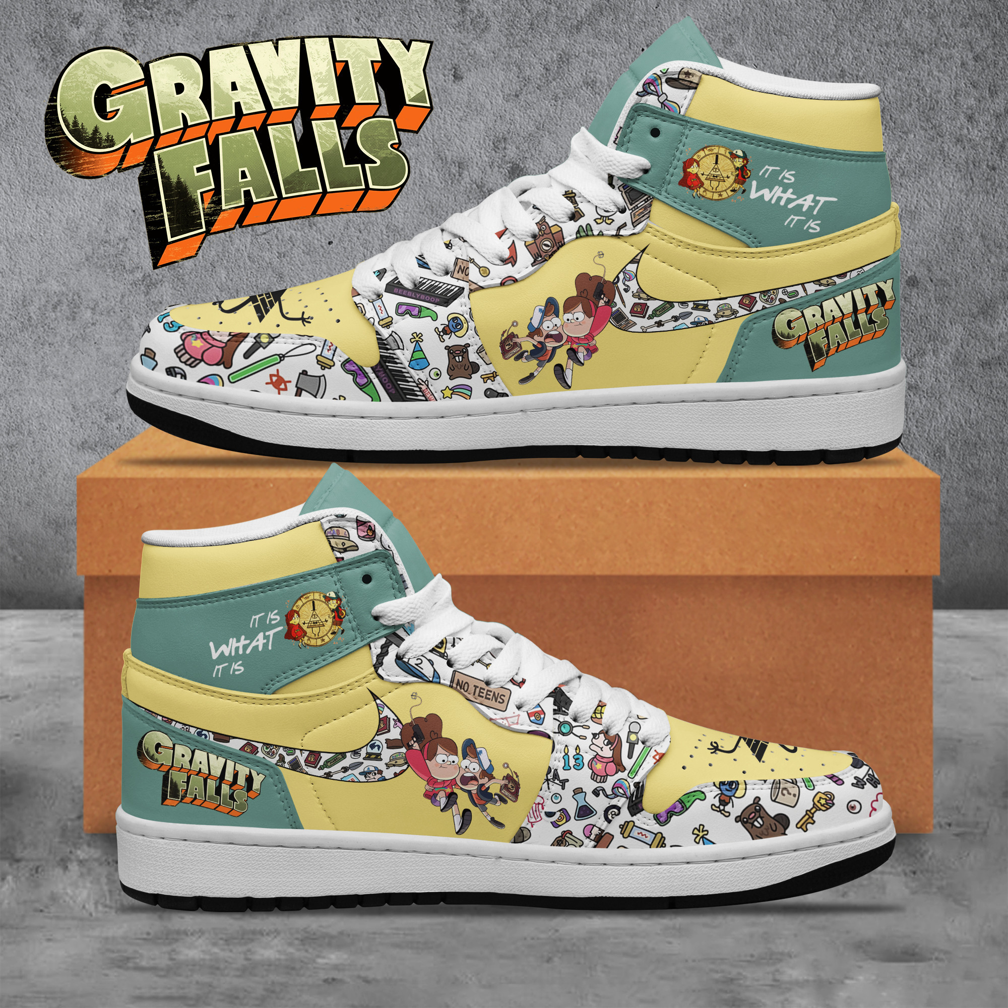 Gravity Falls AJ1 High Sneakers Shoes For Men And Women Calebmatthewhans