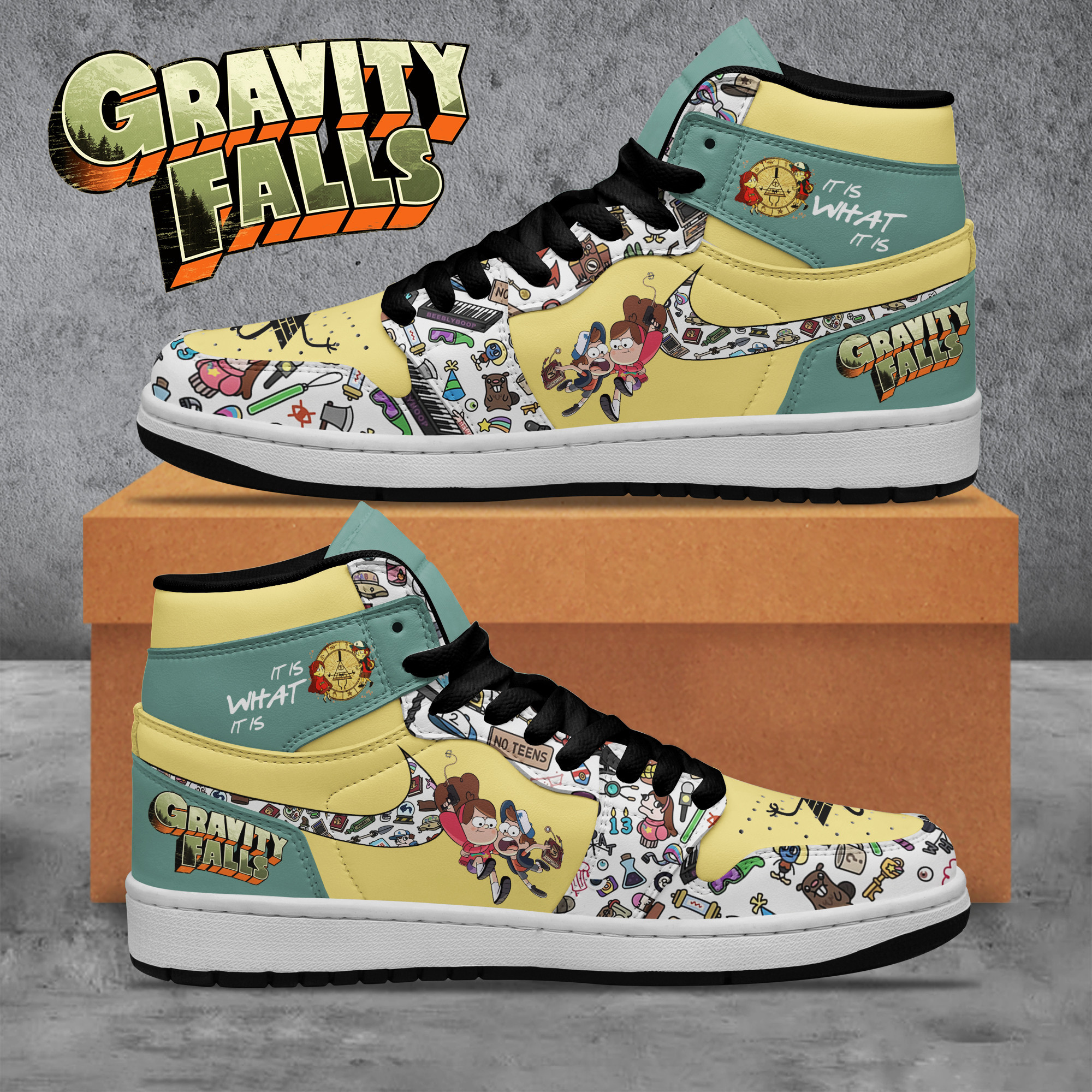 Gravity Falls AJ1 High Sneakers Shoes For Men And Women Calebmatthewhans