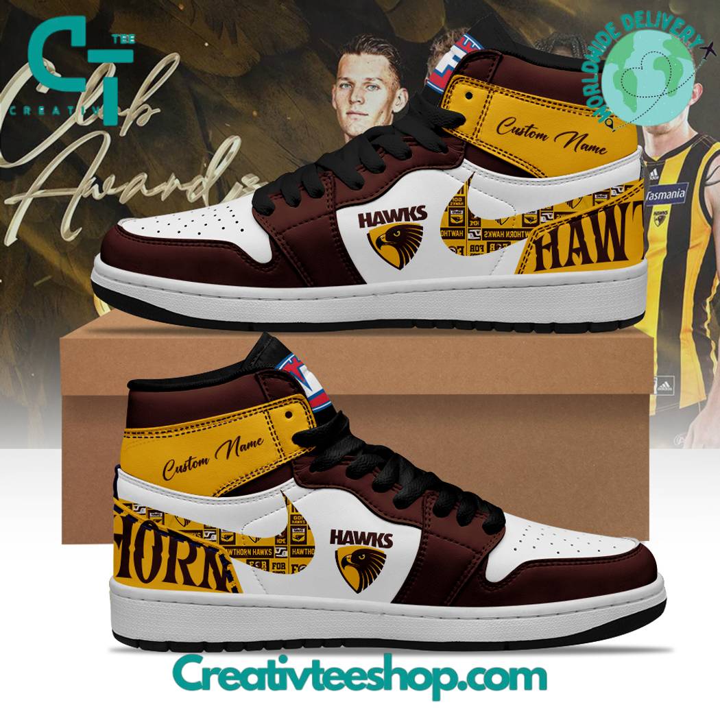 Hawthorn Hawks AJ1 High Sneakers Shoes For Men And Women Calebmatthewhans
