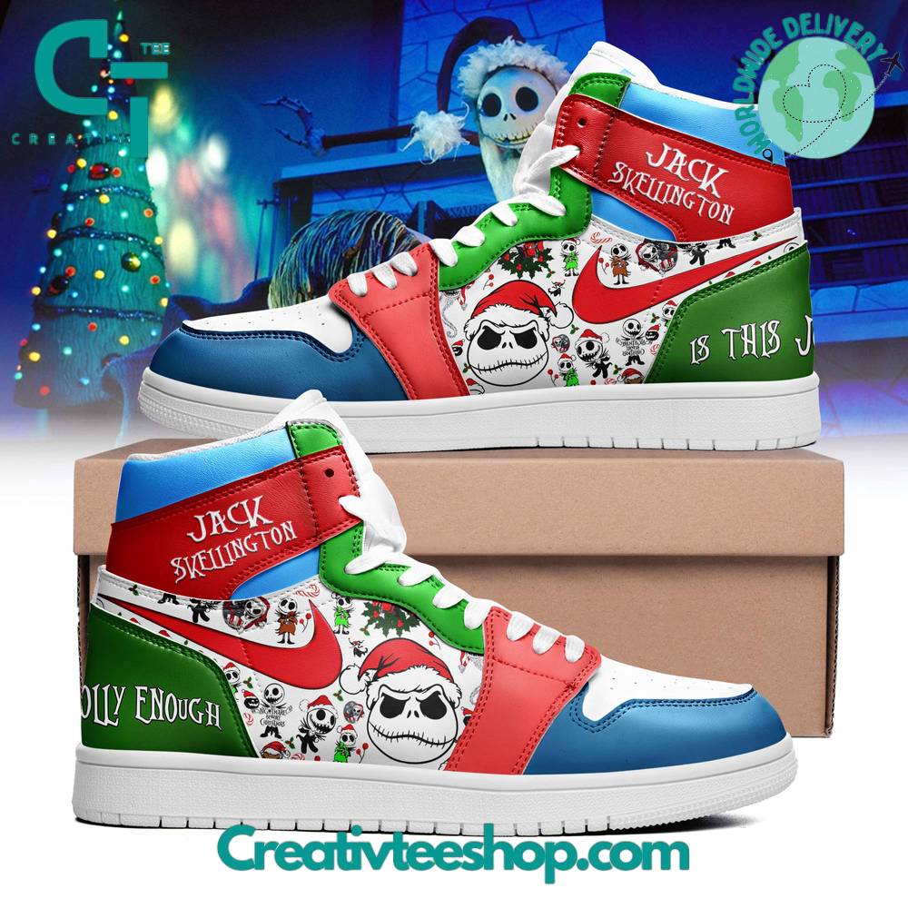 Jack Skellington Is This Jolly Enough AJ1 High Sneakers Shoes For Men And Women Calebmatthewhans
