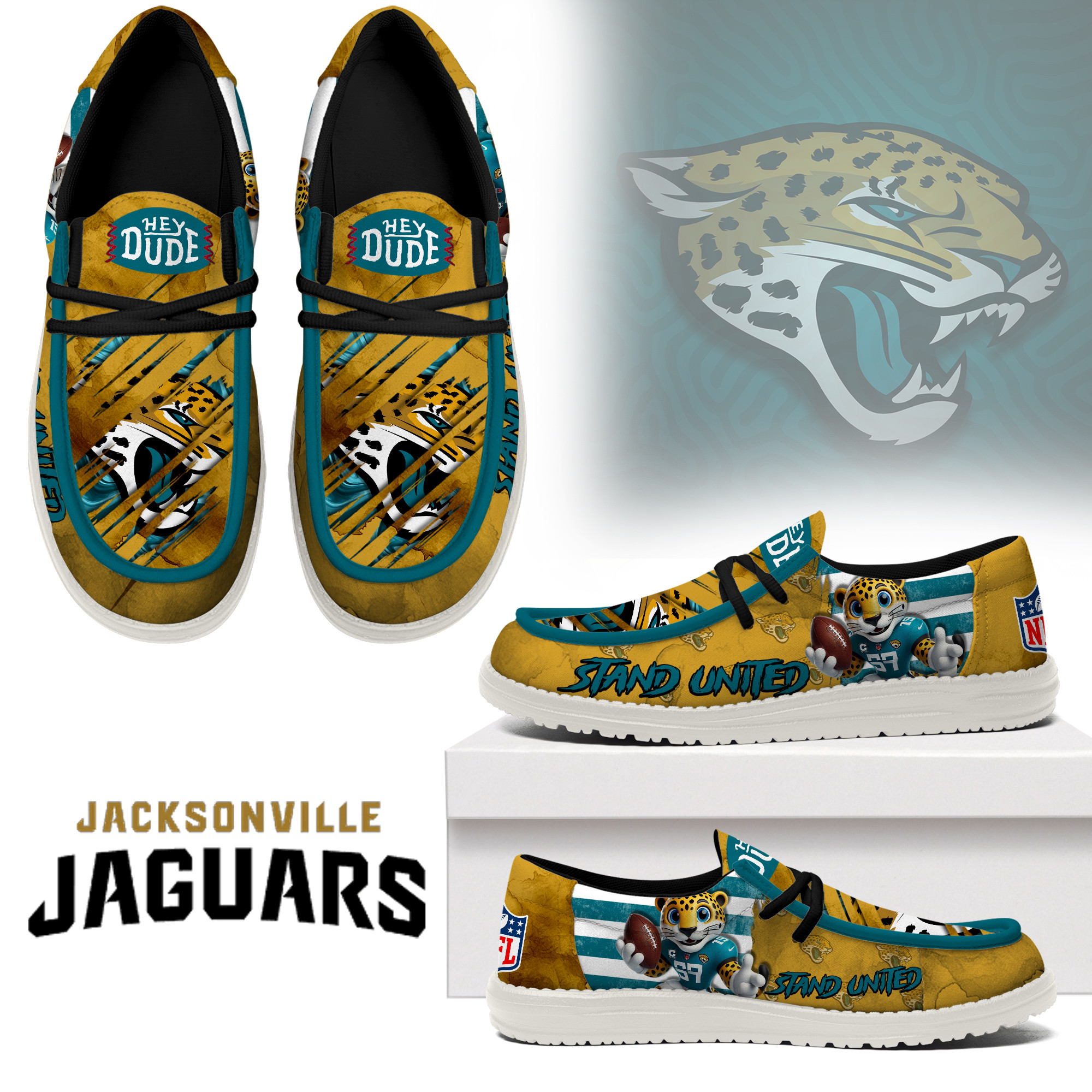 Jacksonville Jaguars – Custom Name Hey Dude Calebmatthewhans