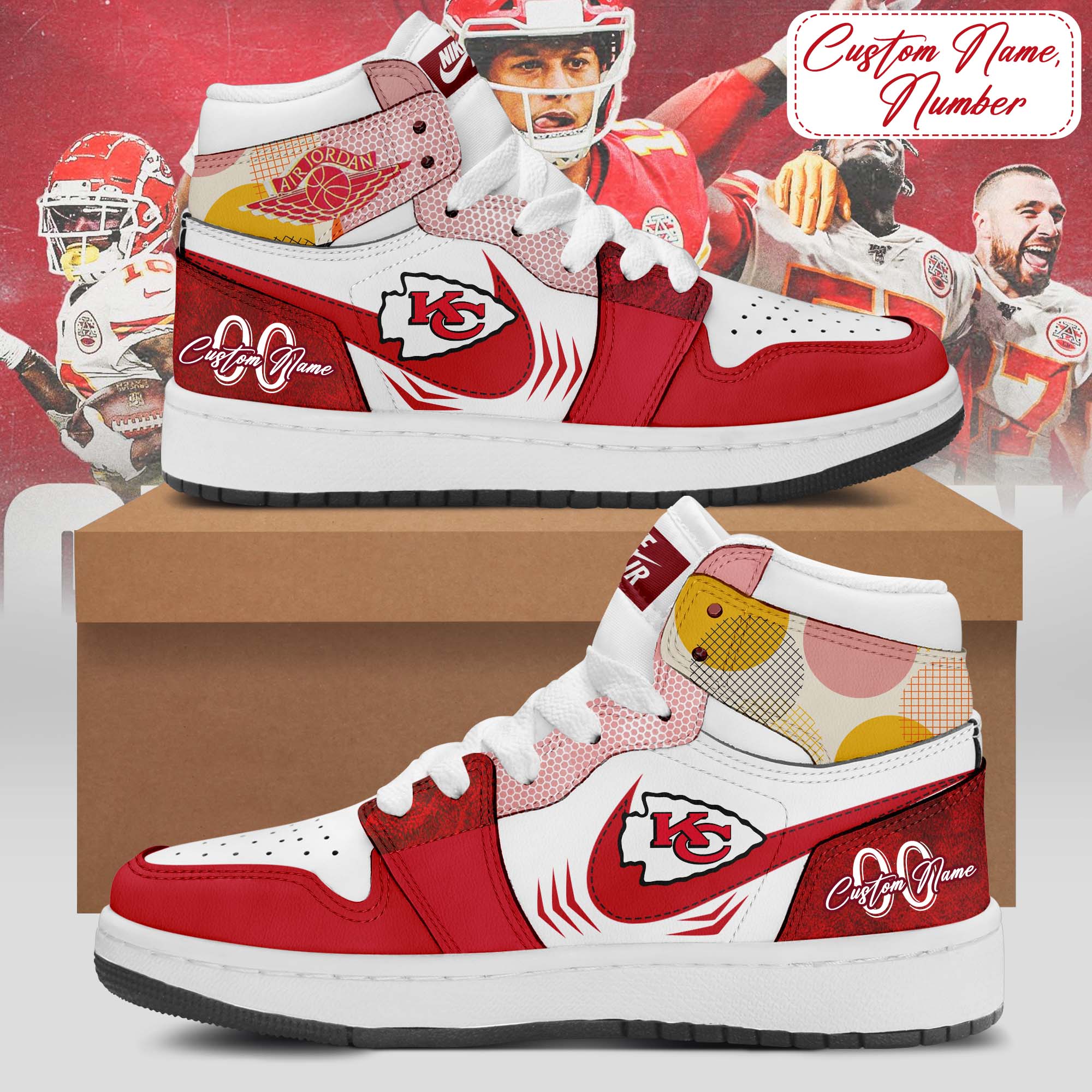 Kansas City Chiefs AJ1 High Sneakers Shoes For Men And Women Calebmatthewhans