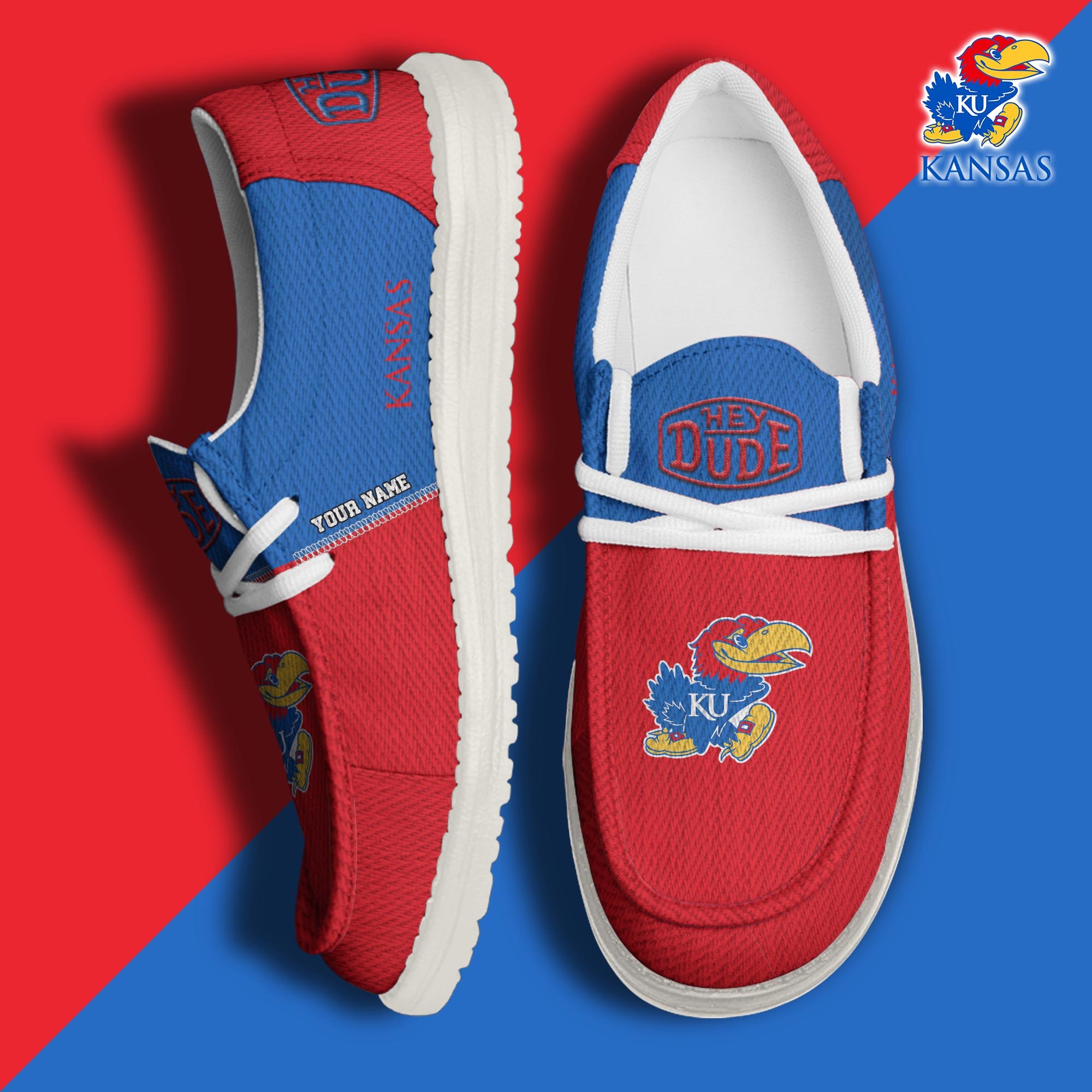 Kansas Jayhawks Personalized Hey Dude Shoes For Men And Women Calebmatthewhans