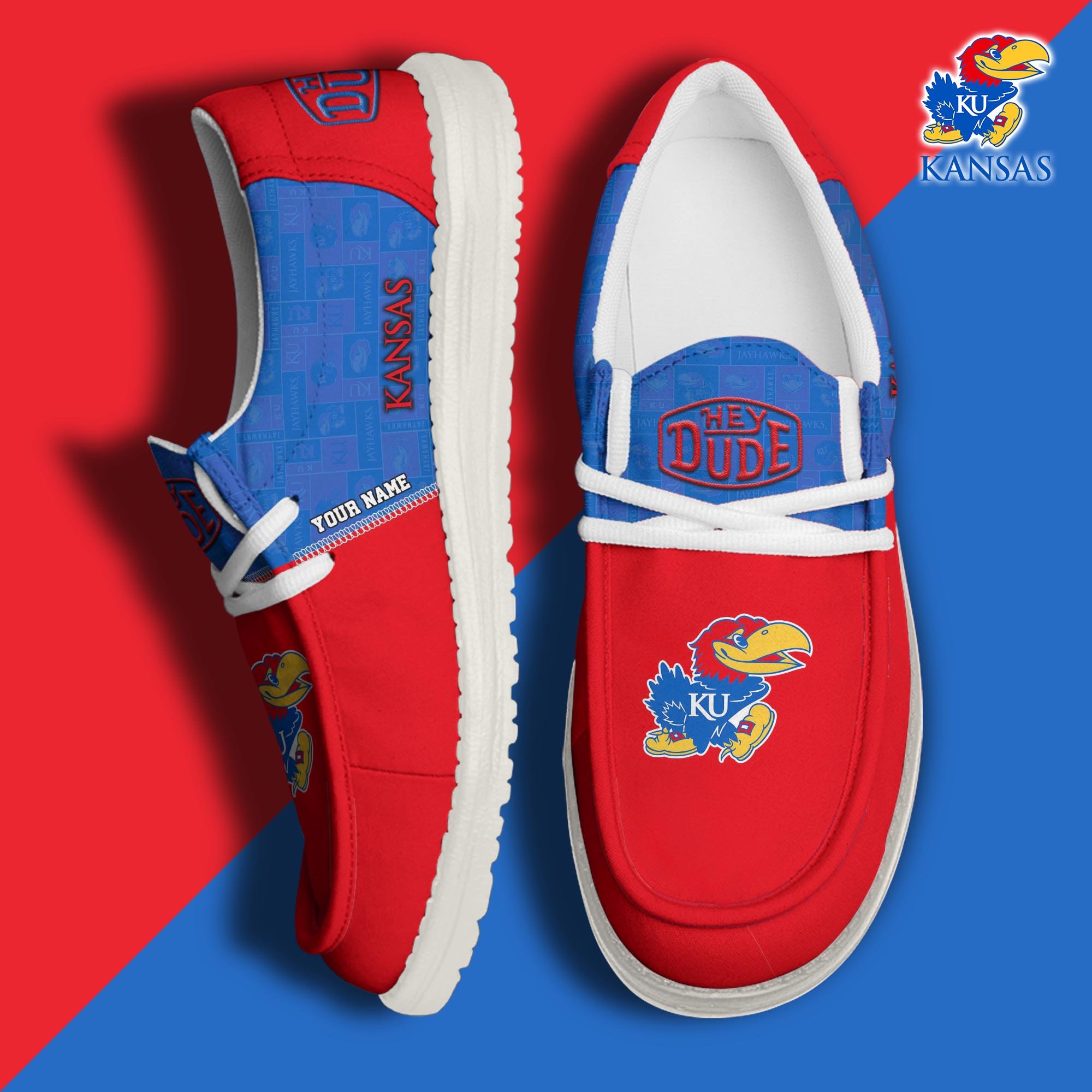 Kansas Jayhawks Personalized Hey Dude Shoes For Men And Women Calebmatthewhans
