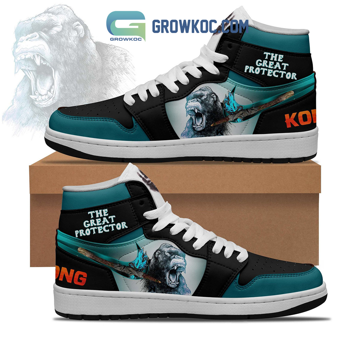 Kong The Great Protector AJ1 High Sneakers Shoes For Men And Women Calebmatthewhans