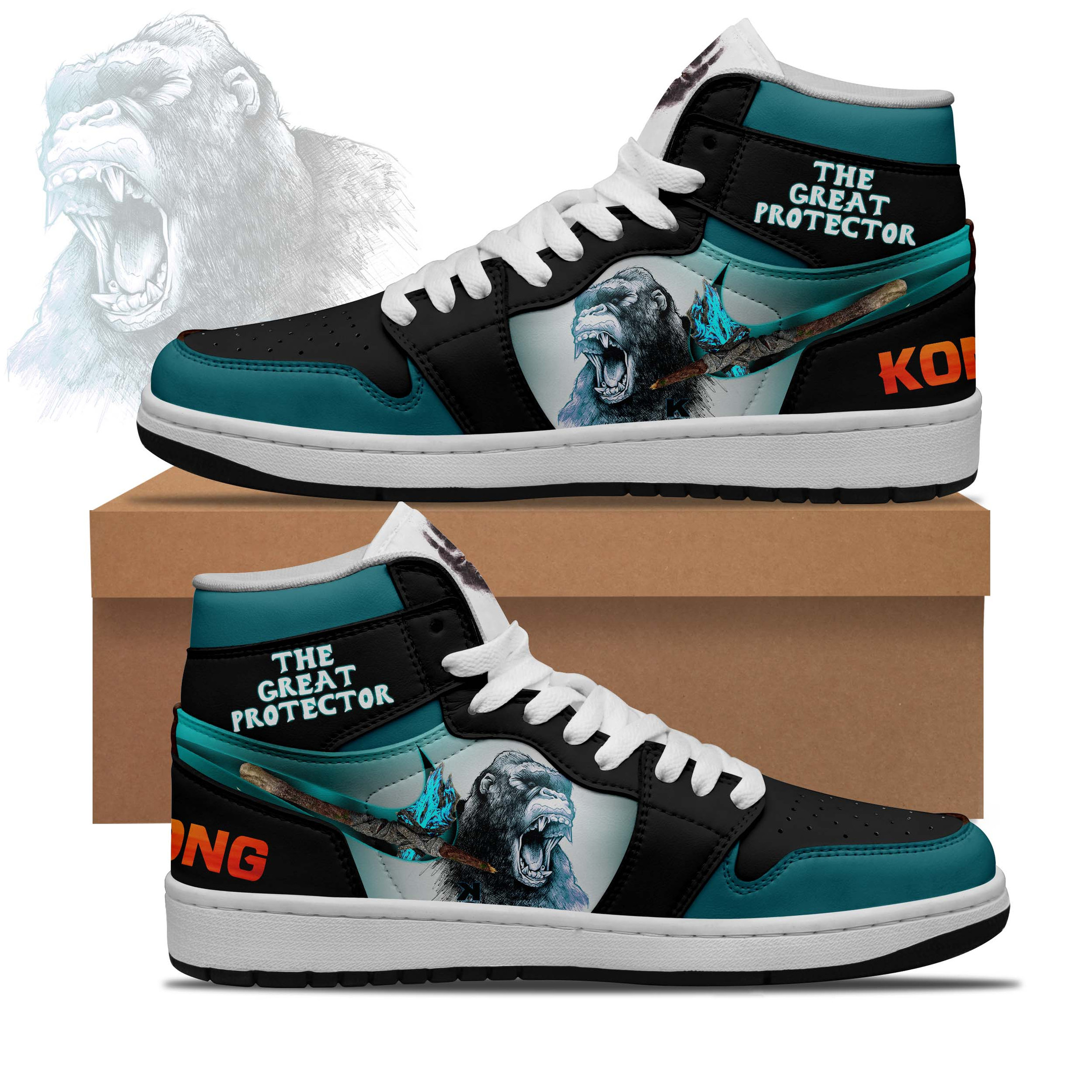 Kong and Godzilla AJ1 High Sneakers Shoes For Men And Women Calebmatthewhans