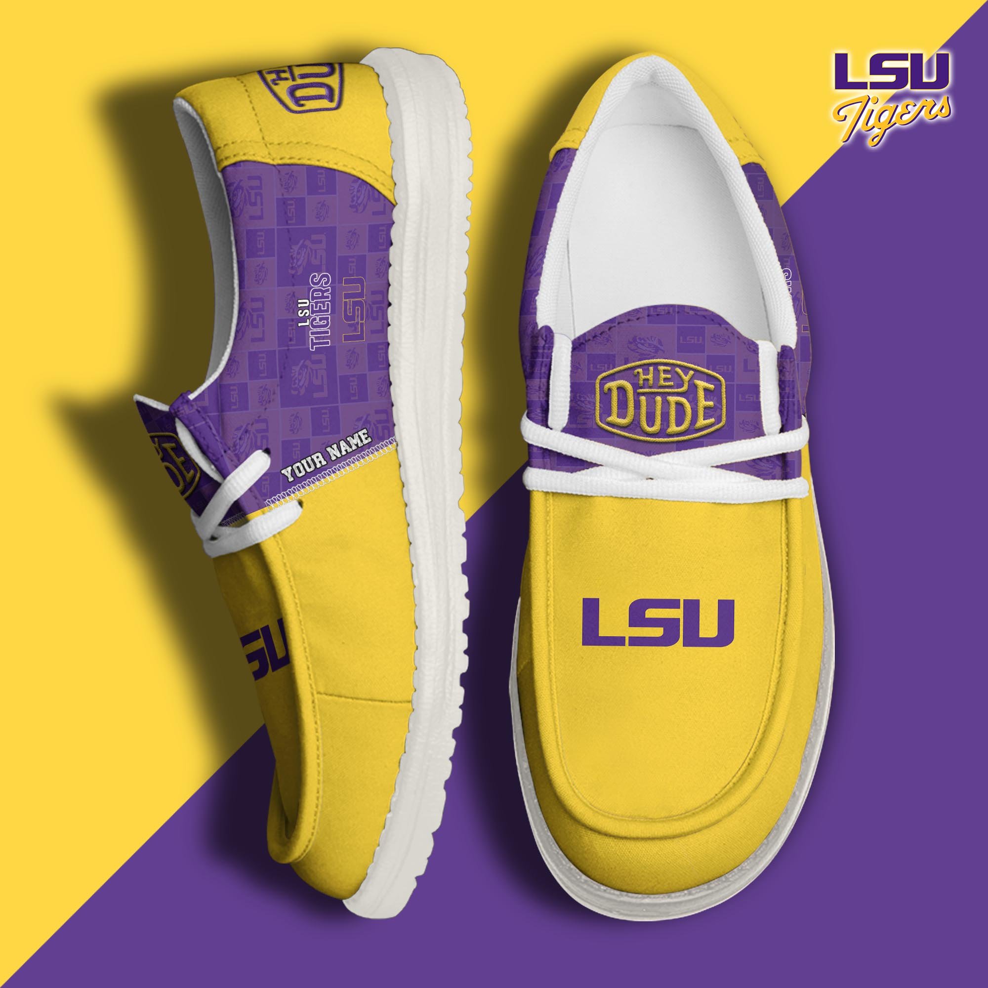 LSU Tigers Personalized Hey Dude Shoes For Men And Women Calebmatthewhans