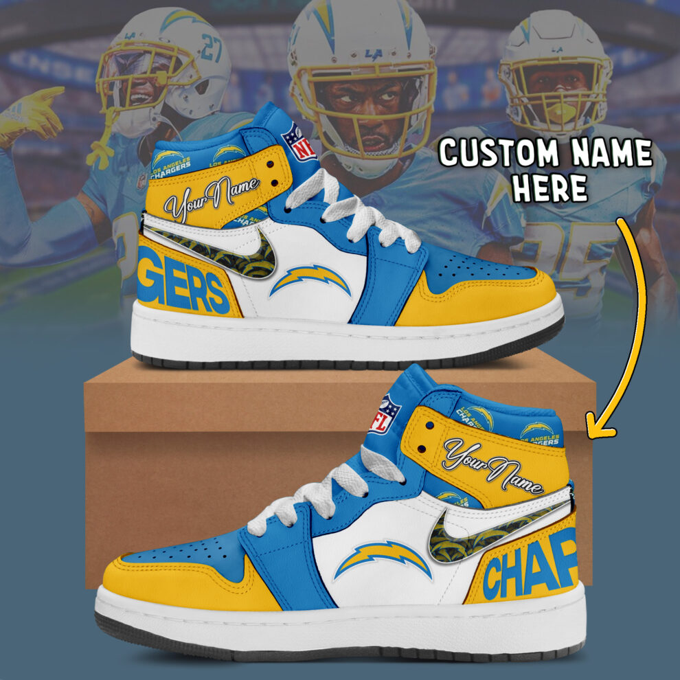 Los Angeles Chargers AJ1 High Sneakers Shoes For Men And Women Calebmatthewhans