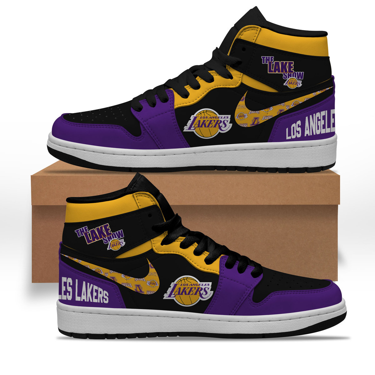 Los Angeles Lakers AJ1 High Sneakers Shoes For Men And Women Calebmatthewhans