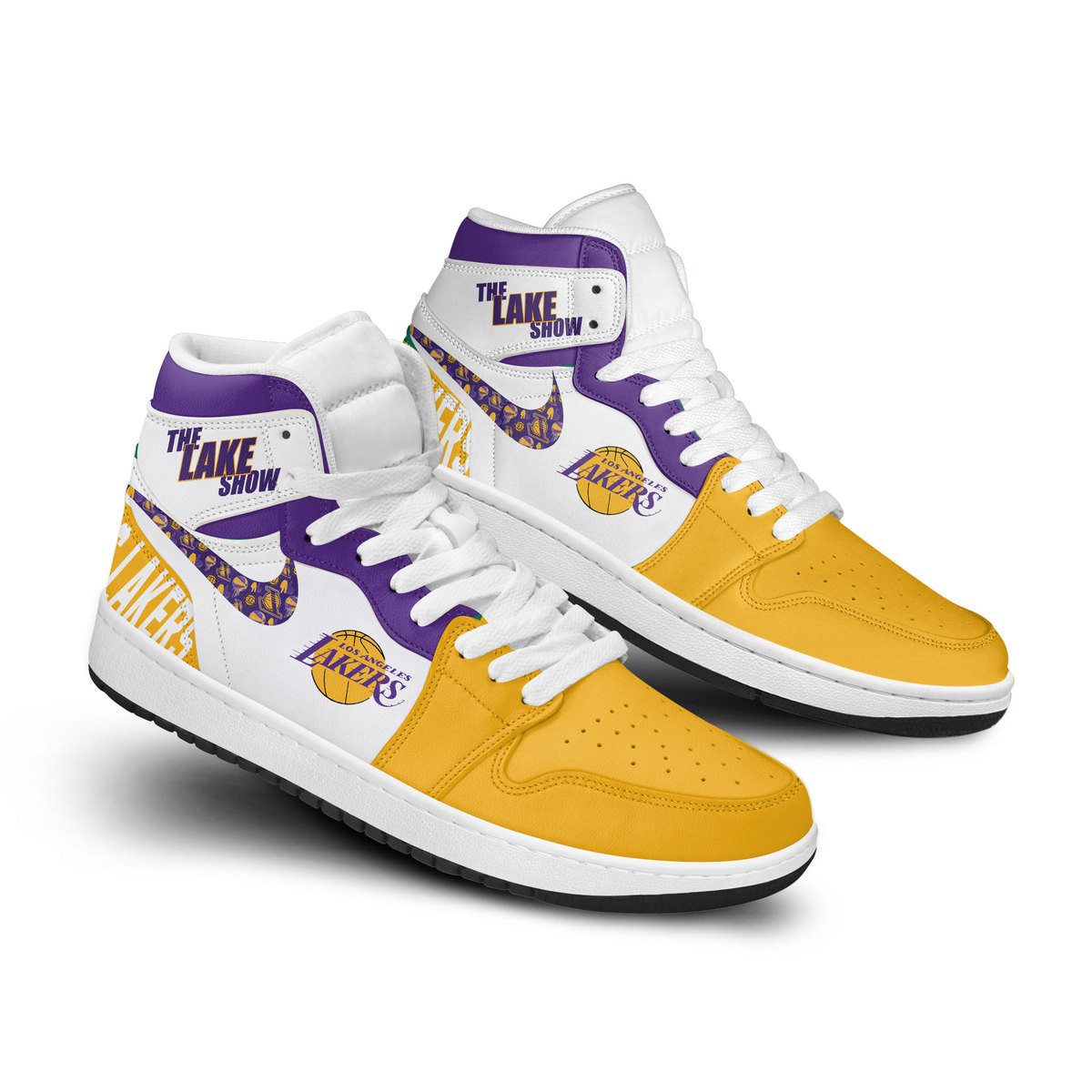 Los Angeles Lakers AJ1 High Sneakers Shoes For Men And Women Calebmatthewhans