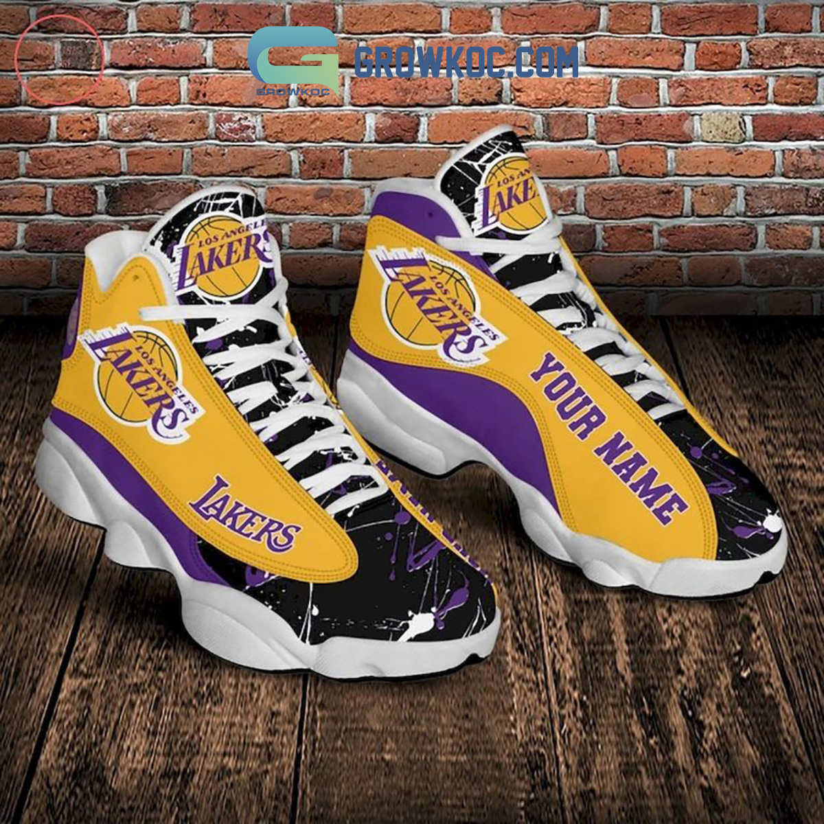 Los Angeles Lakers AJ13 Sneakers Shoes For Men And Women Calebmatthewhans