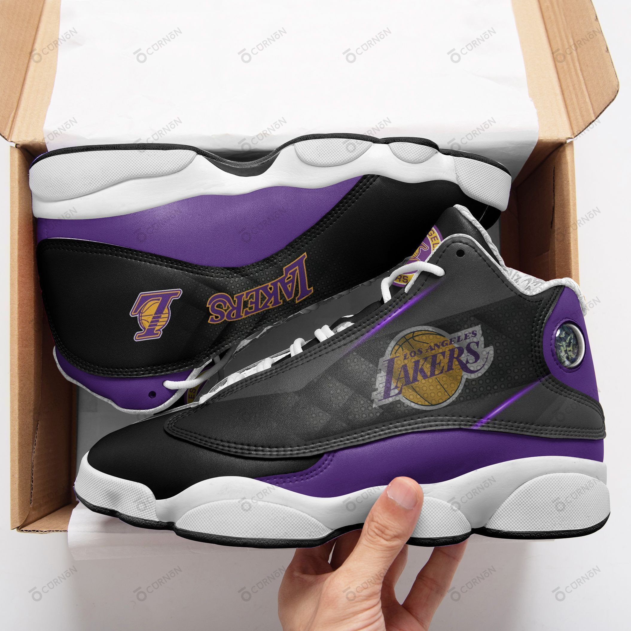 Los Angeles Lakers NFL AJ13 Sneakers Shoes For Men And Women Calebmatthewhans