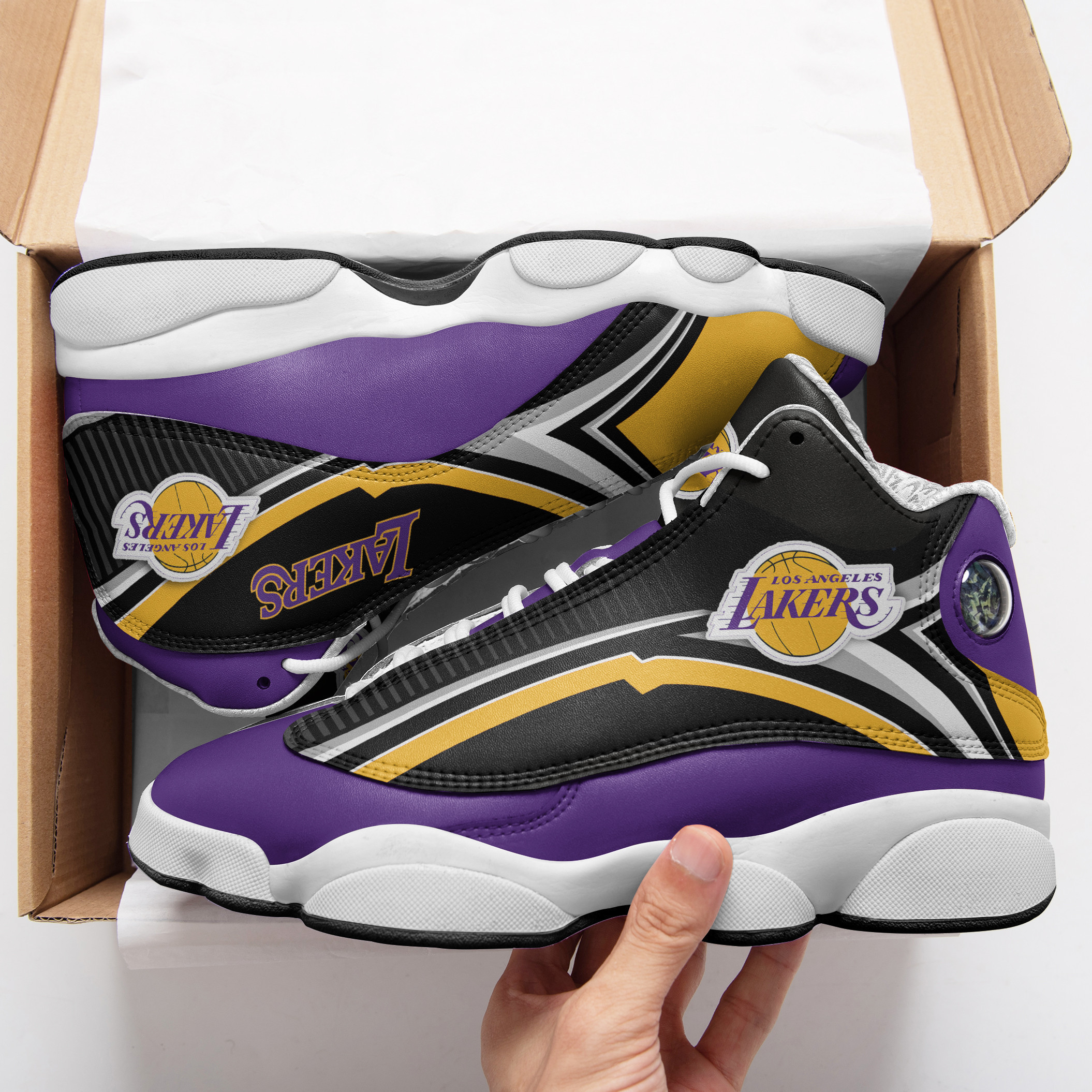 Los Angeles Lakers NFL AJ13 Sneakers Shoes For Men And Women Calebmatthewhans