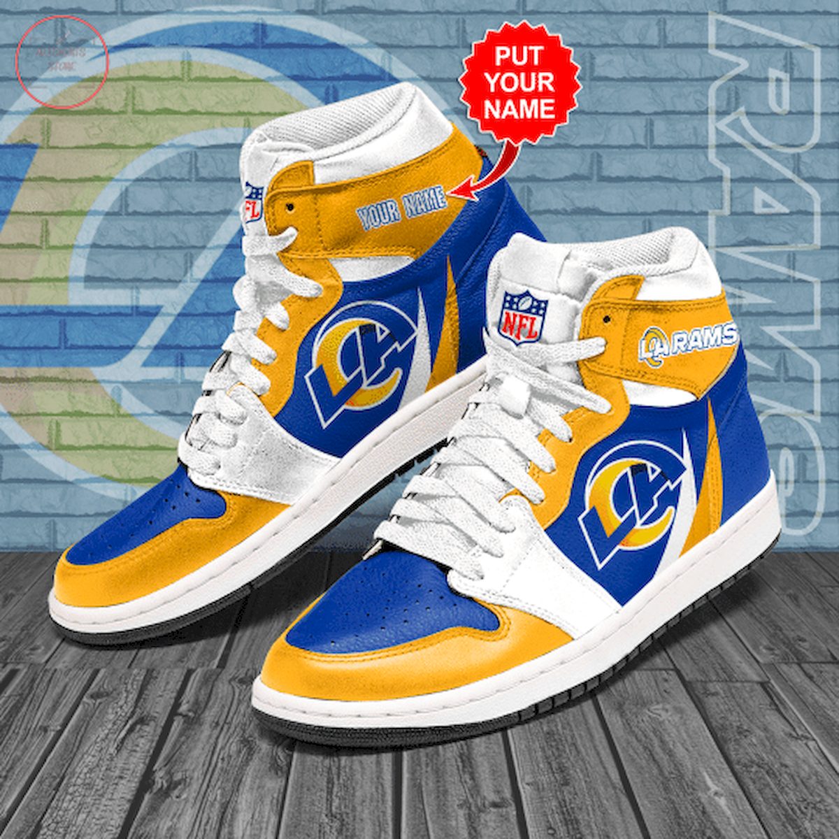 Los Angeles Rams NFL AJ1 High Sneakers Shoes For Men And Women Calebmatthewhans