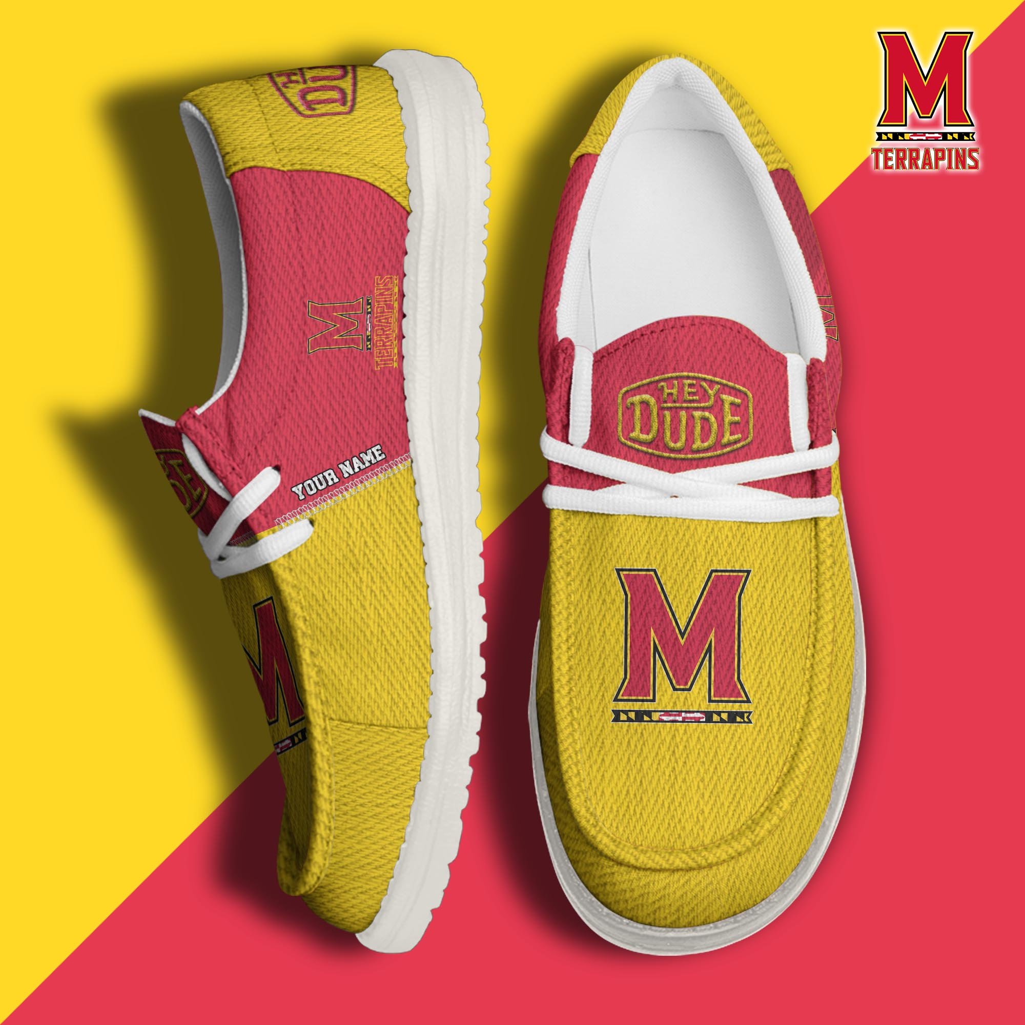 Maryland Terrapins Personalized Hey Dude Shoes For Men And Women Calebmatthewhans