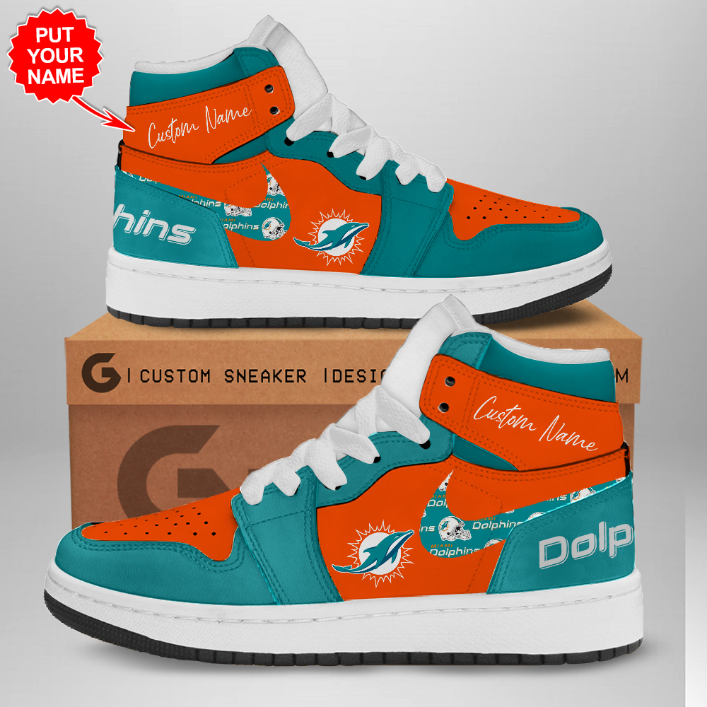 Miami Dolphins AJ1 High Sneakers Shoes For Men And Women Calebmatthewhans