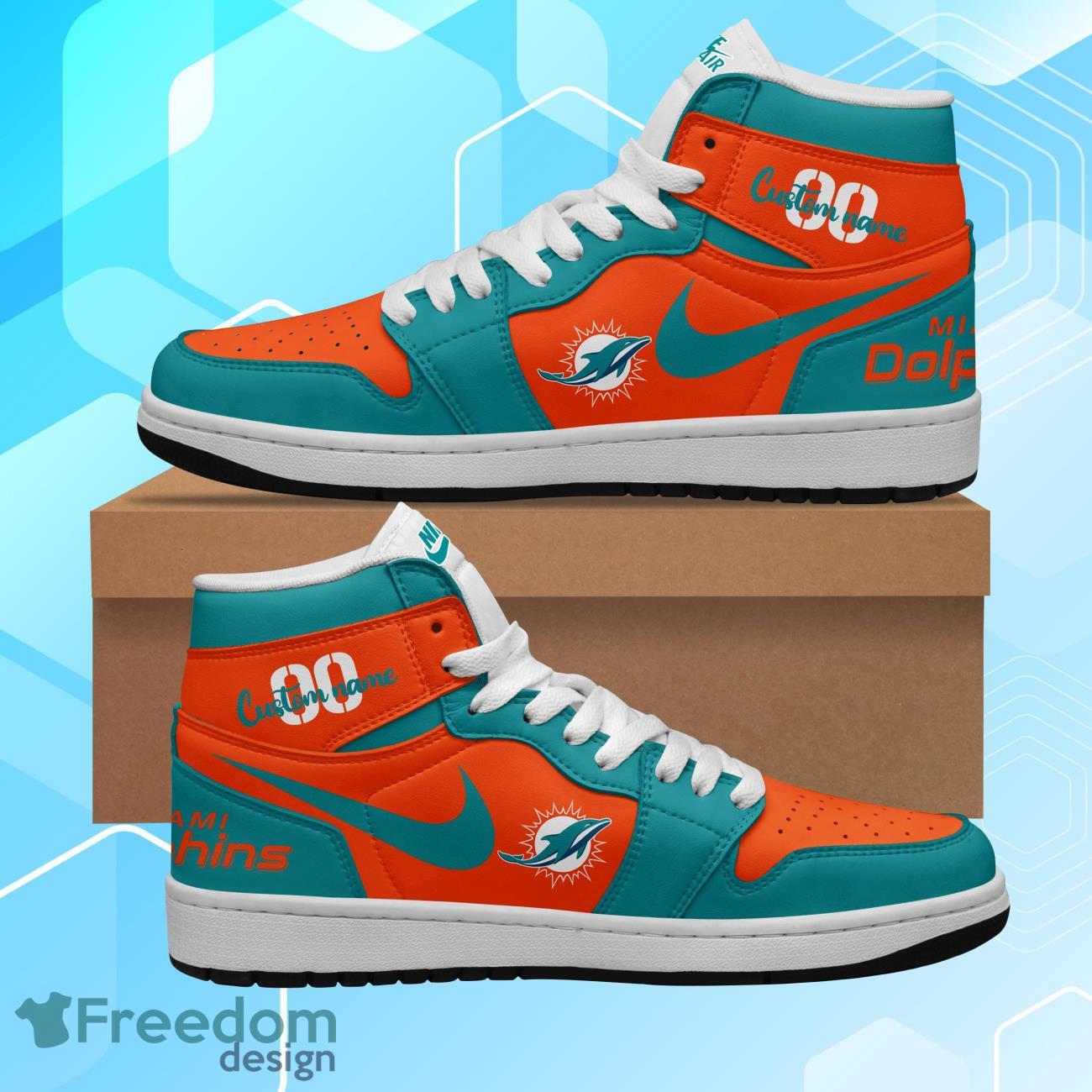 Miami Dolphins AJ1 High Sneakers Shoes For Men And Women Calebmatthewhans