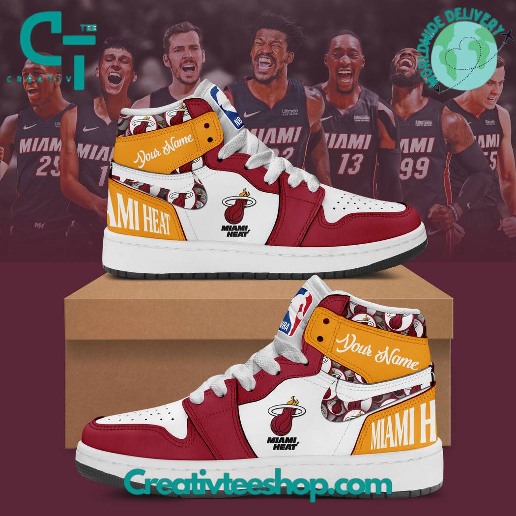Miami Heat AJ1 High Sneakers Shoes For Men And Women Calebmatthewhans