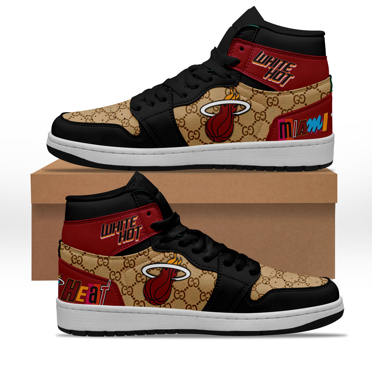 Miami Heat AJ1 High Sneakers Shoes For Men And Women Calebmatthewhans