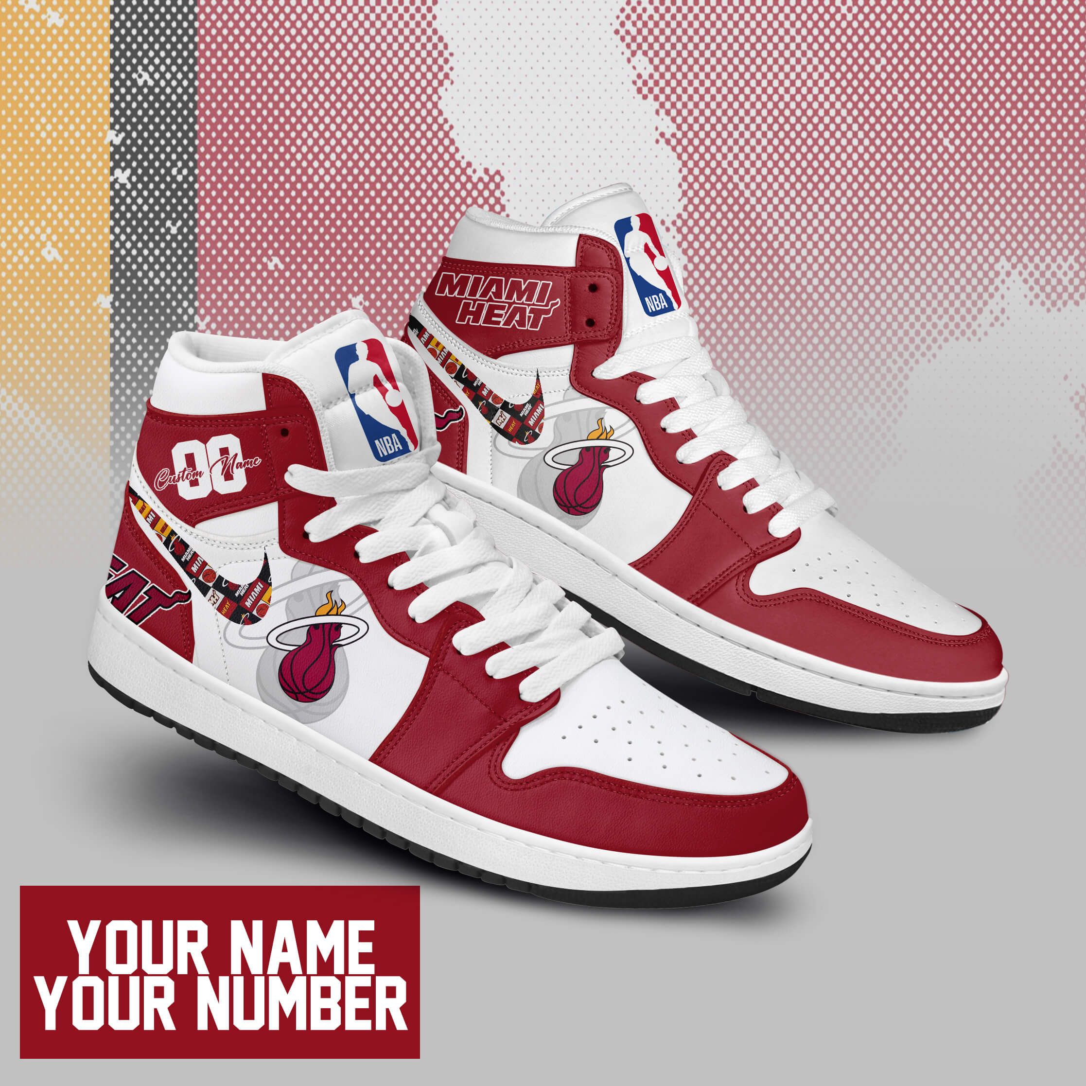 Miami Heat AJ1 High Sneakers Shoes For Men And Women Calebmatthewhans