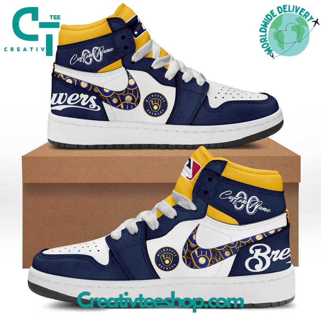 Milwaukee Brewers AJ1 High Sneakers Shoes For Men And Women Calebmatthewhans