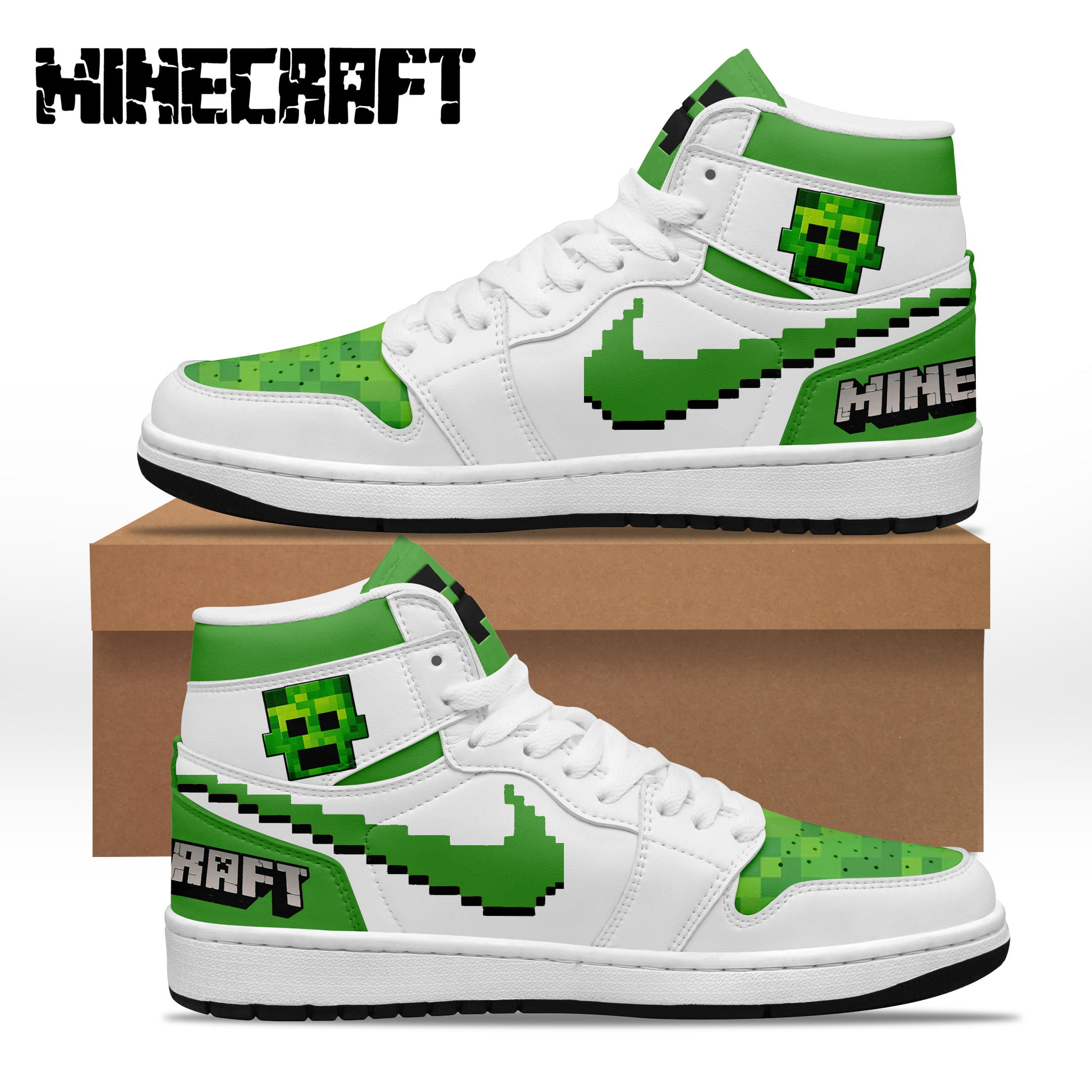 Minecraft AJ1 High Sneakers Shoes For Men And Women Calebmatthewhans