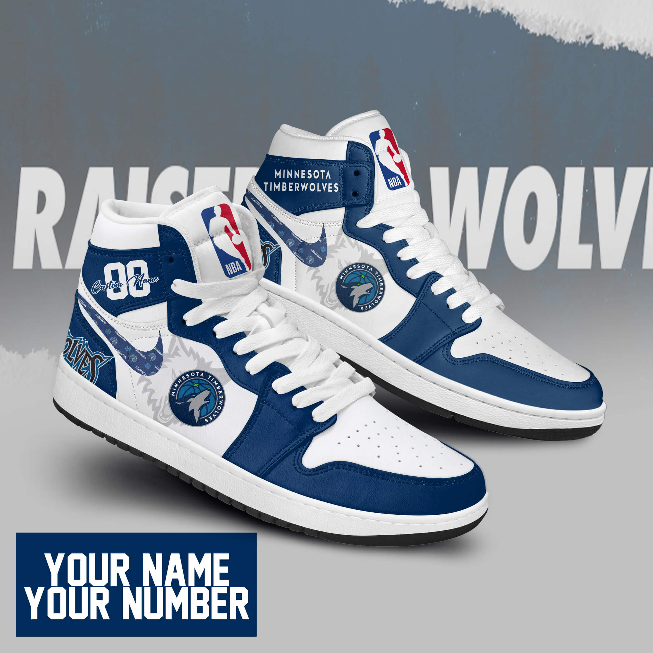Minnesota Timberwolves AJ1 High Sneakers Shoes For Men And Women Calebmatthewhans
