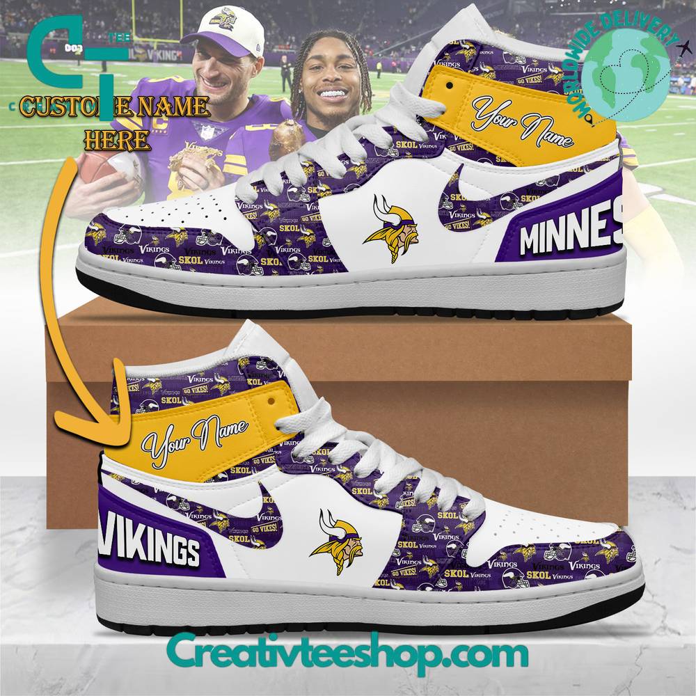 Minnesota Vikings AJ1 High Sneakers Shoes For Men And Women Calebmatthewhans
