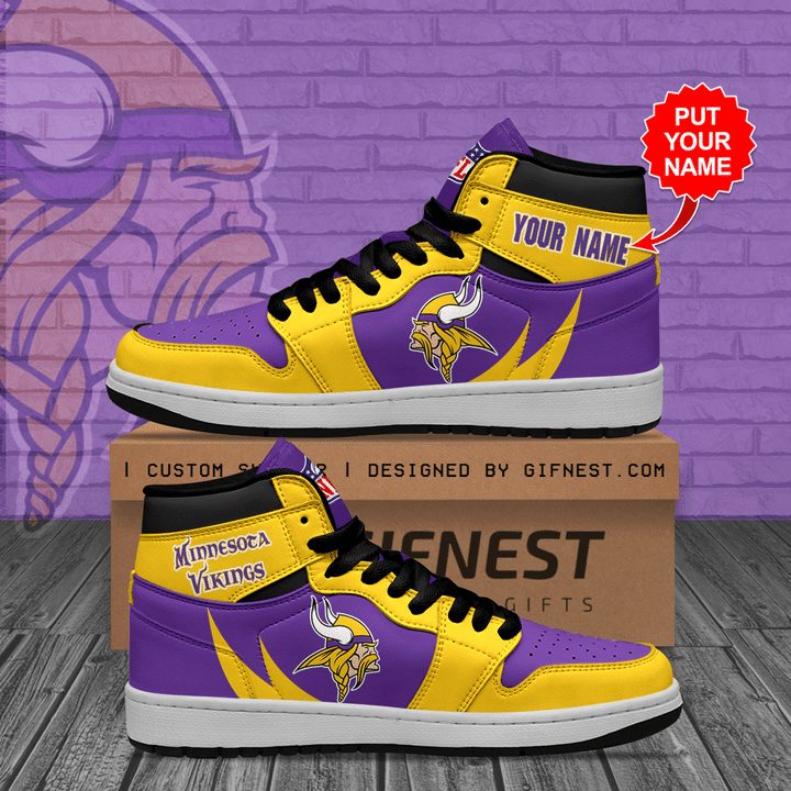 Minnesota Vikings NFL AJ1 High Sneakers Shoes For Men And Women Calebmatthewhans