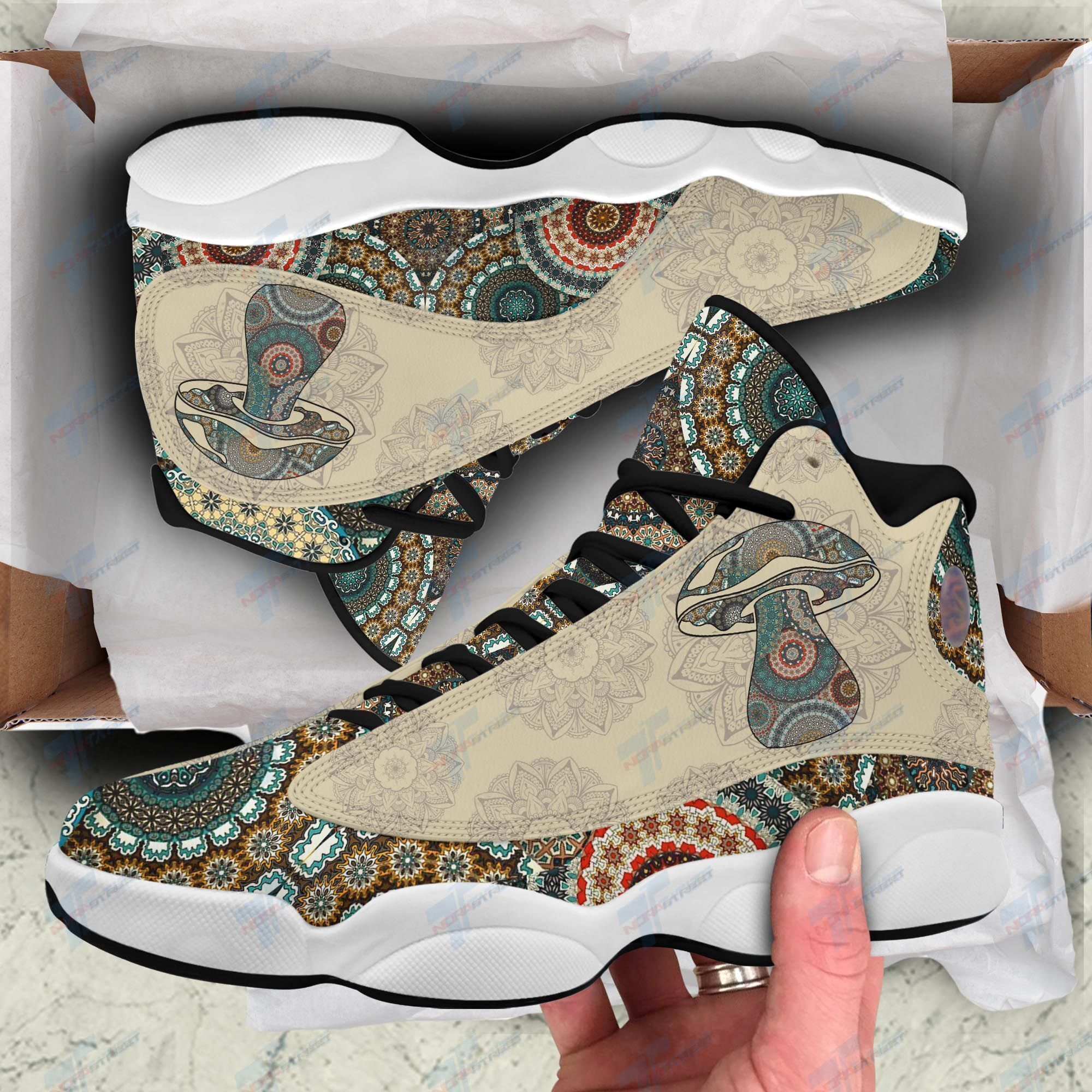 Mushroom Mandala Pattern AJ13 Sneakers Shoes For Men And Women Calebmatthewhans