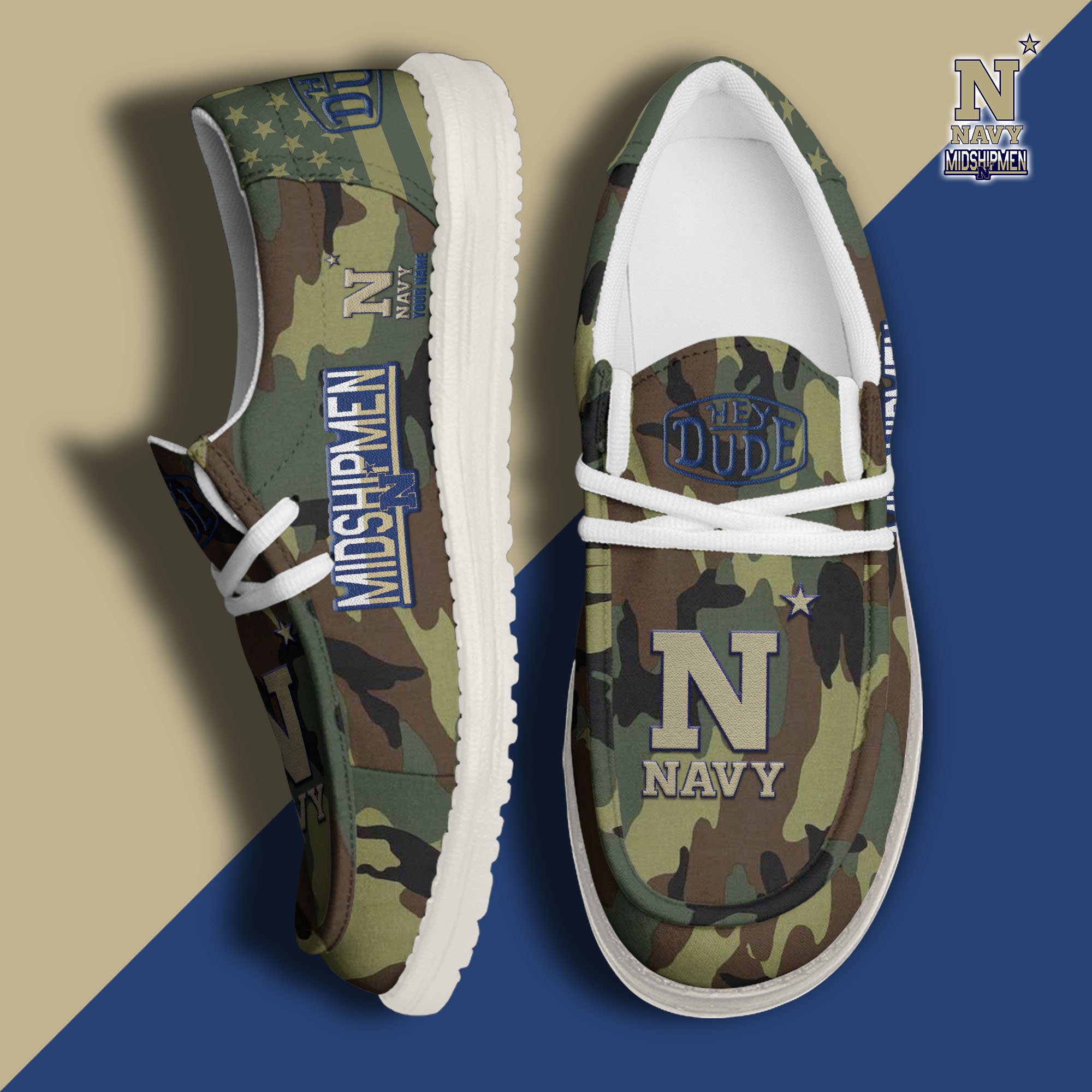 Navy Midshipmen Personalized Hey Dude Shoes For Men And Women Calebmatthewhans
