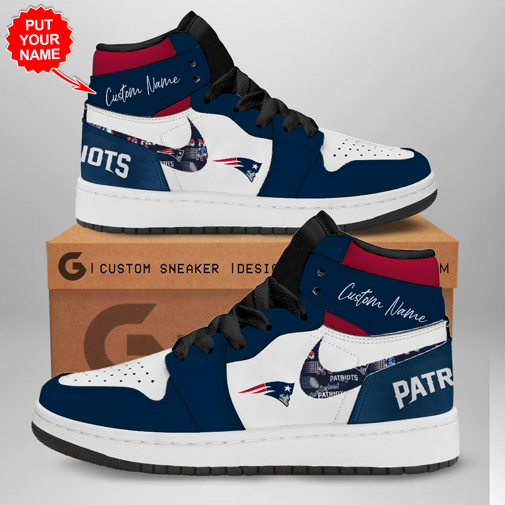 New England Patriots AJ1 High Sneakers Shoes For Men And Women Calebmatthewhans