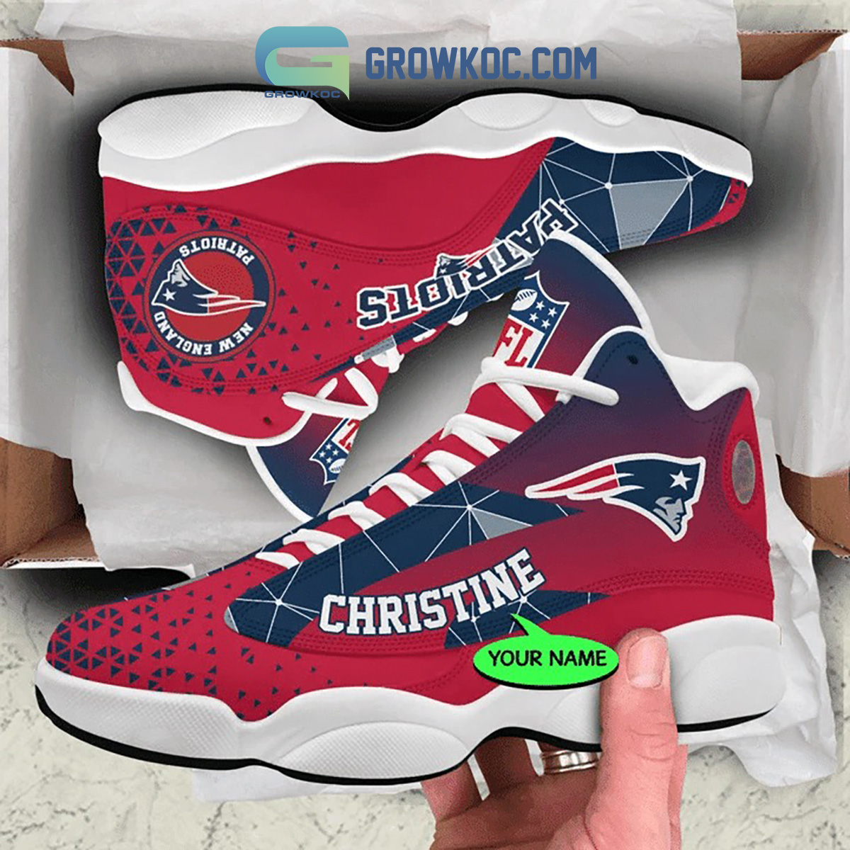 New England Patriots AJ13 Sneakers Shoes For Men And Women Calebmatthewhans