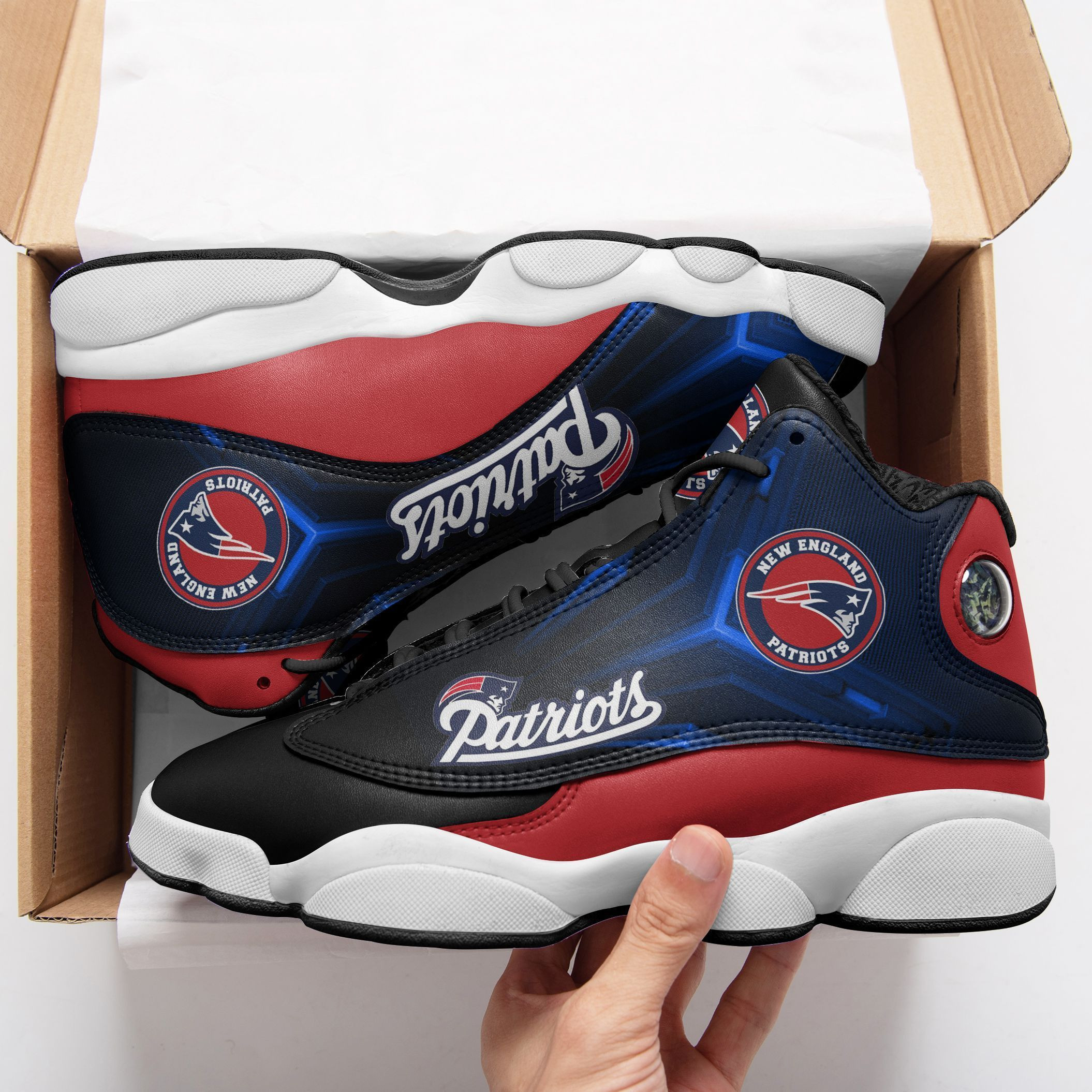 New England Patriots NFL AJ13 Sneakers Shoes For Men And Women Calebmatthewhans