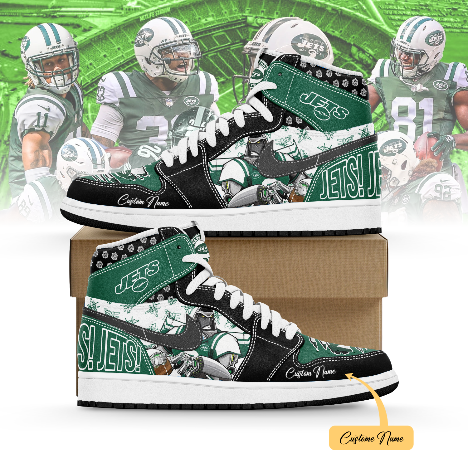 New York Jets AJ1 High Sneakers Shoes For Men And Women Calebmatthewhans