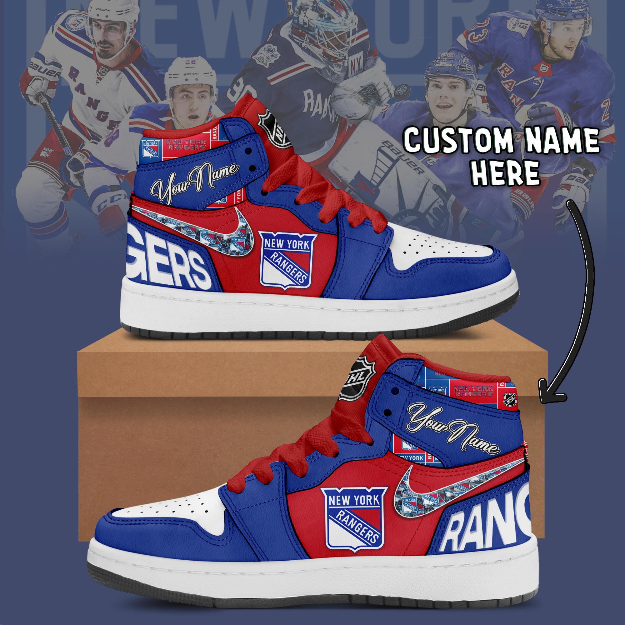 New York Rangers AJ1 High Sneakers Shoes For Men And Women Calebmatthewhans