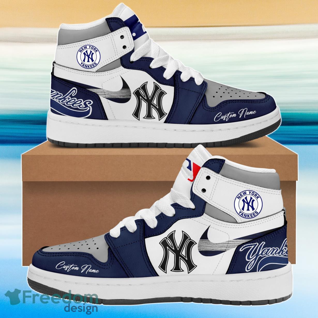 New York Yankees AJ1 High Sneakers Shoes For Men And Women Calebmatthewhans