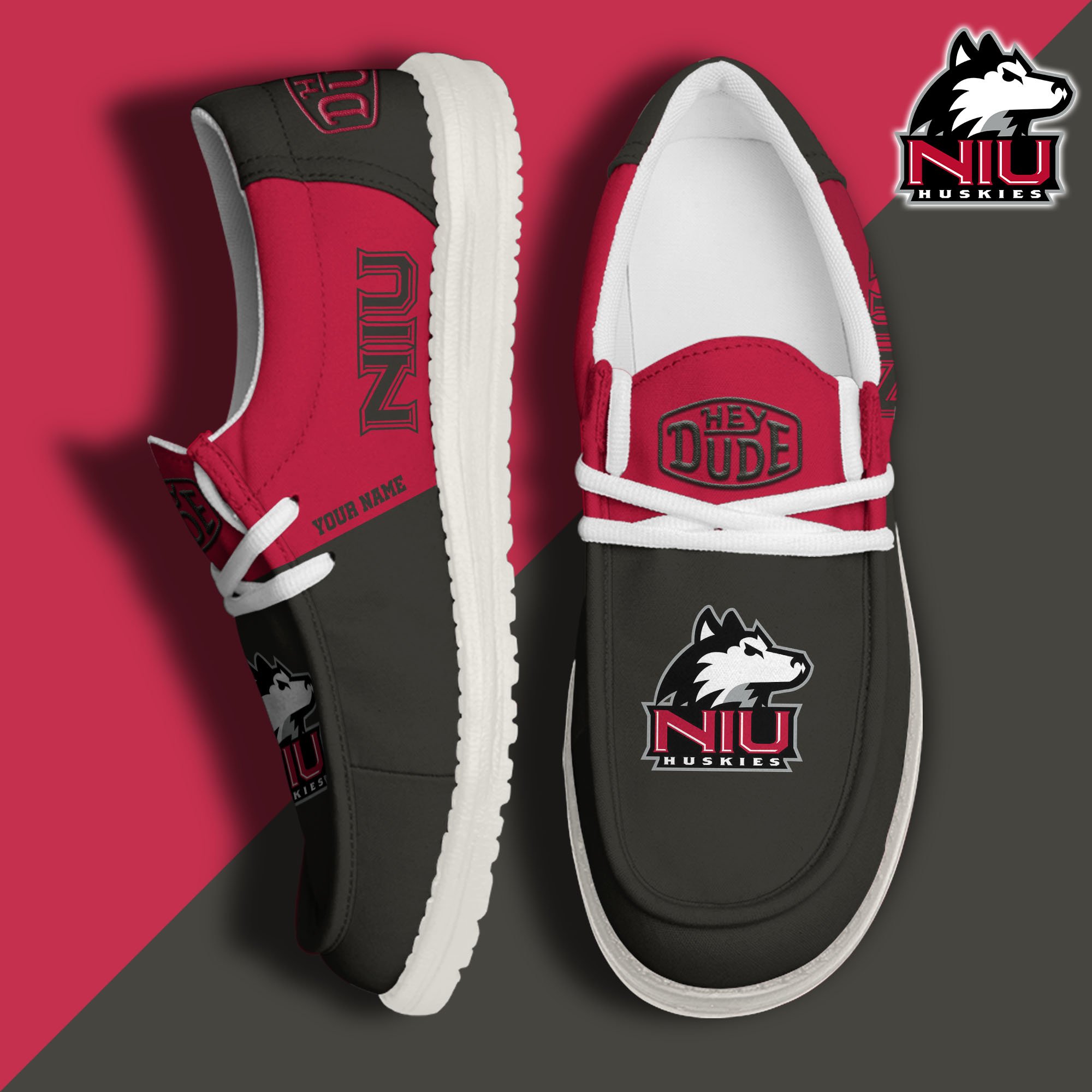 Northern Illinois Huskies Personalized Hey Dude Shoes For Men And Women Calebmatthewhans