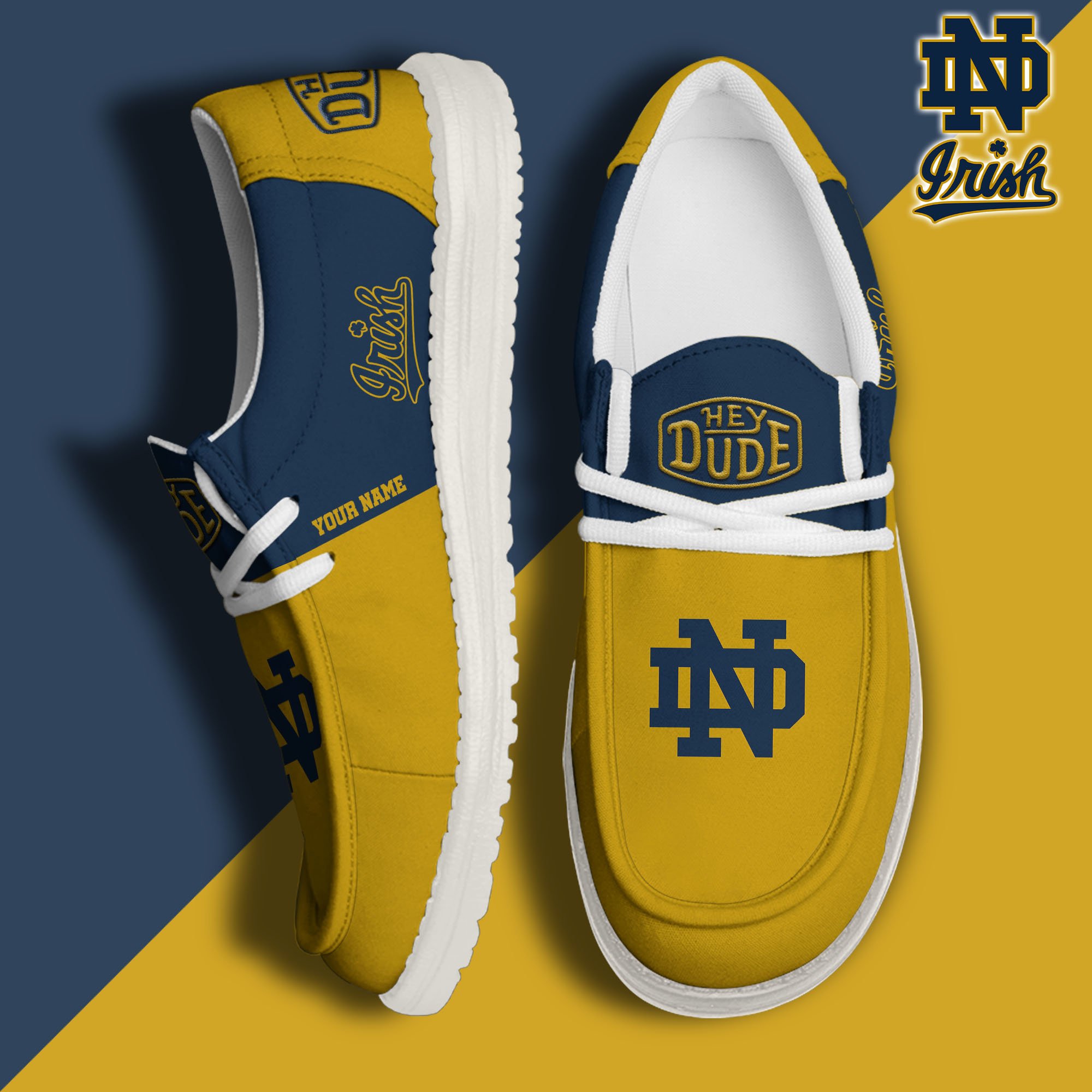 Notre Dame Fighting Irish Personalized Hey Dude Shoes For Men And Women Calebmatthewhans