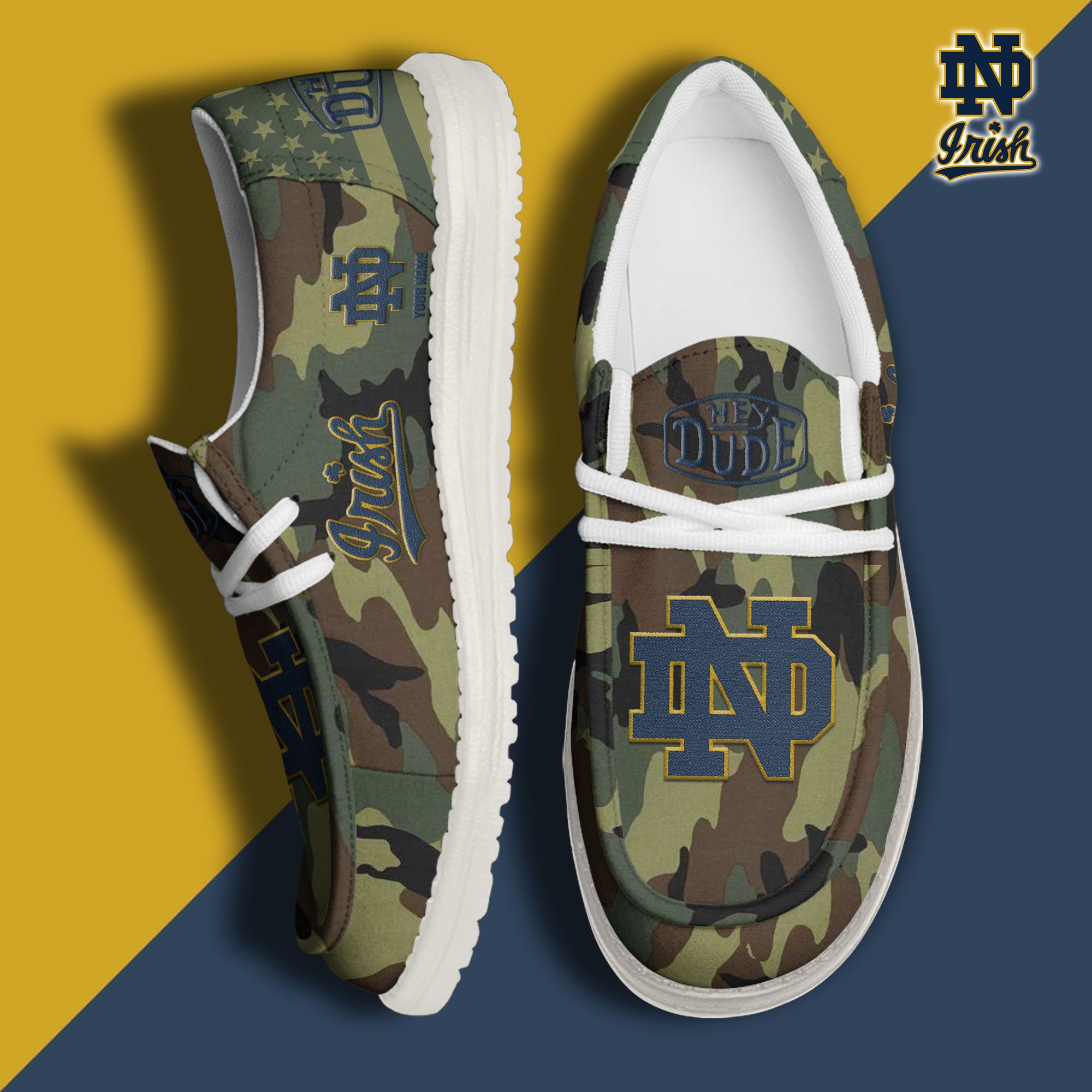 Notre Dame Fighting Irish Personalized Hey Dude Shoes For Men And Women Calebmatthewhans