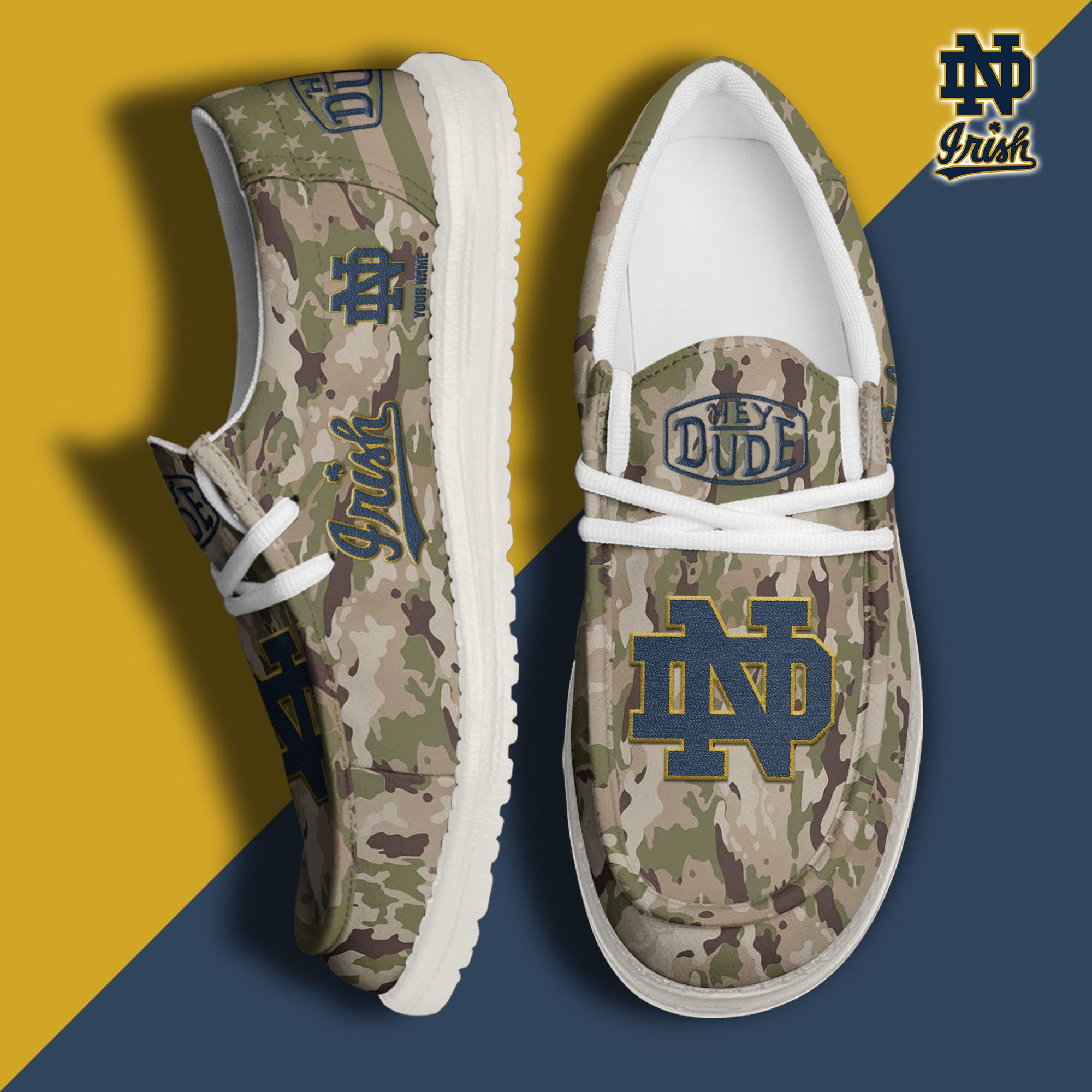 Notre Dame Fighting Irish Personalized Hey Dude Shoes For Men And Women Calebmatthewhans