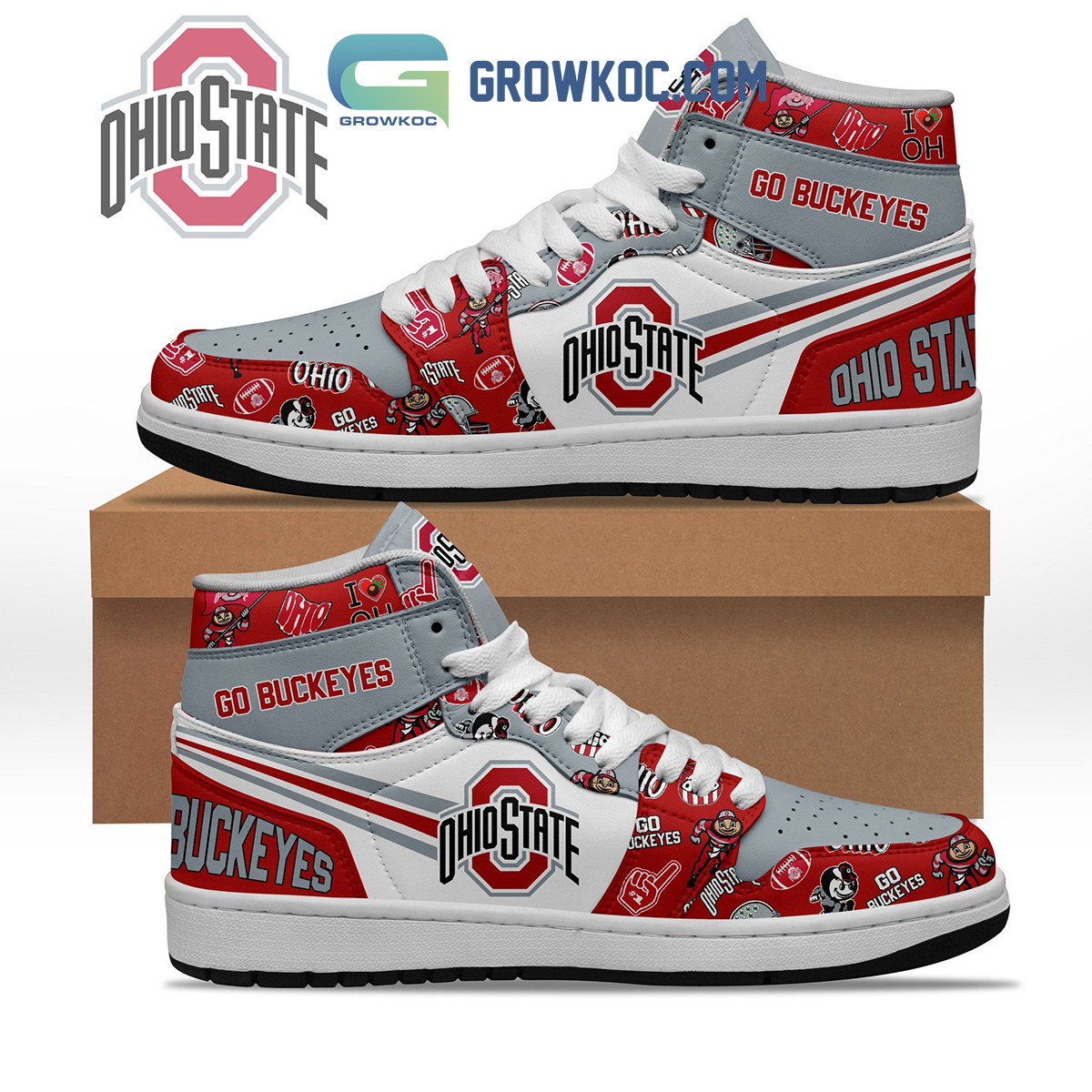 Ohio State Buckeyes AJ1 High Sneakers Shoes For Men And Women Calebmatthewhans