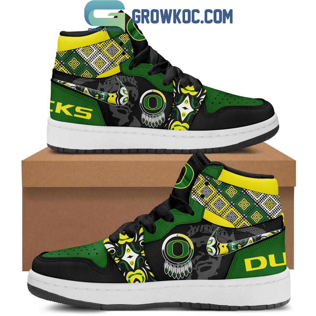 Oregon Ducks AJ1 High Sneakers Shoes For Men And Women Calebmatthewhans